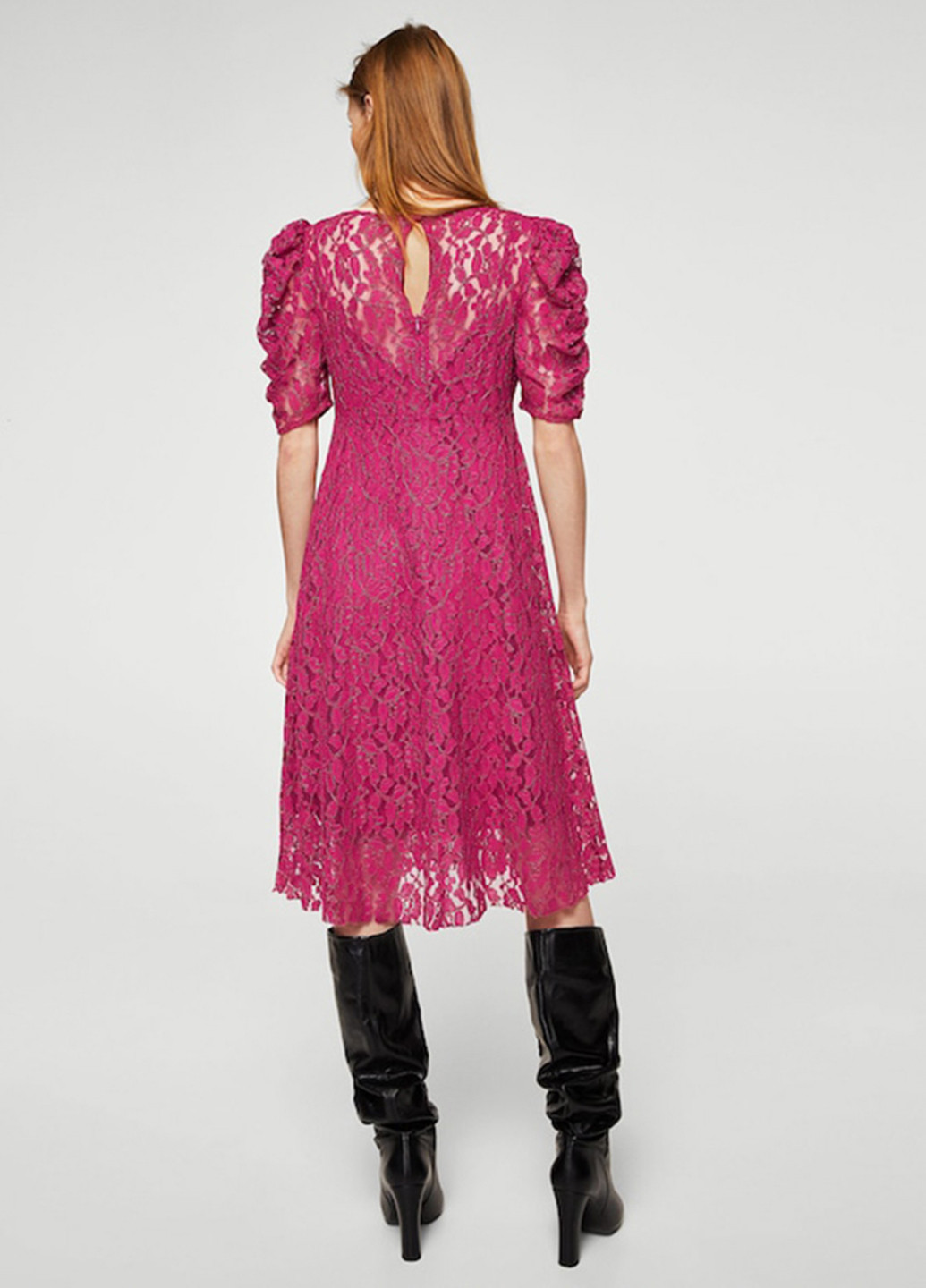 Рожева кежуал сукня в стилі армпір Mango однотонна