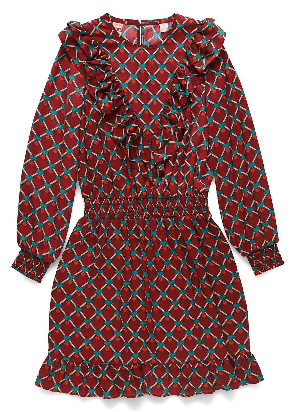 Бордовое кэжуал платье клеш Scotch & Soda с геометрическим узором