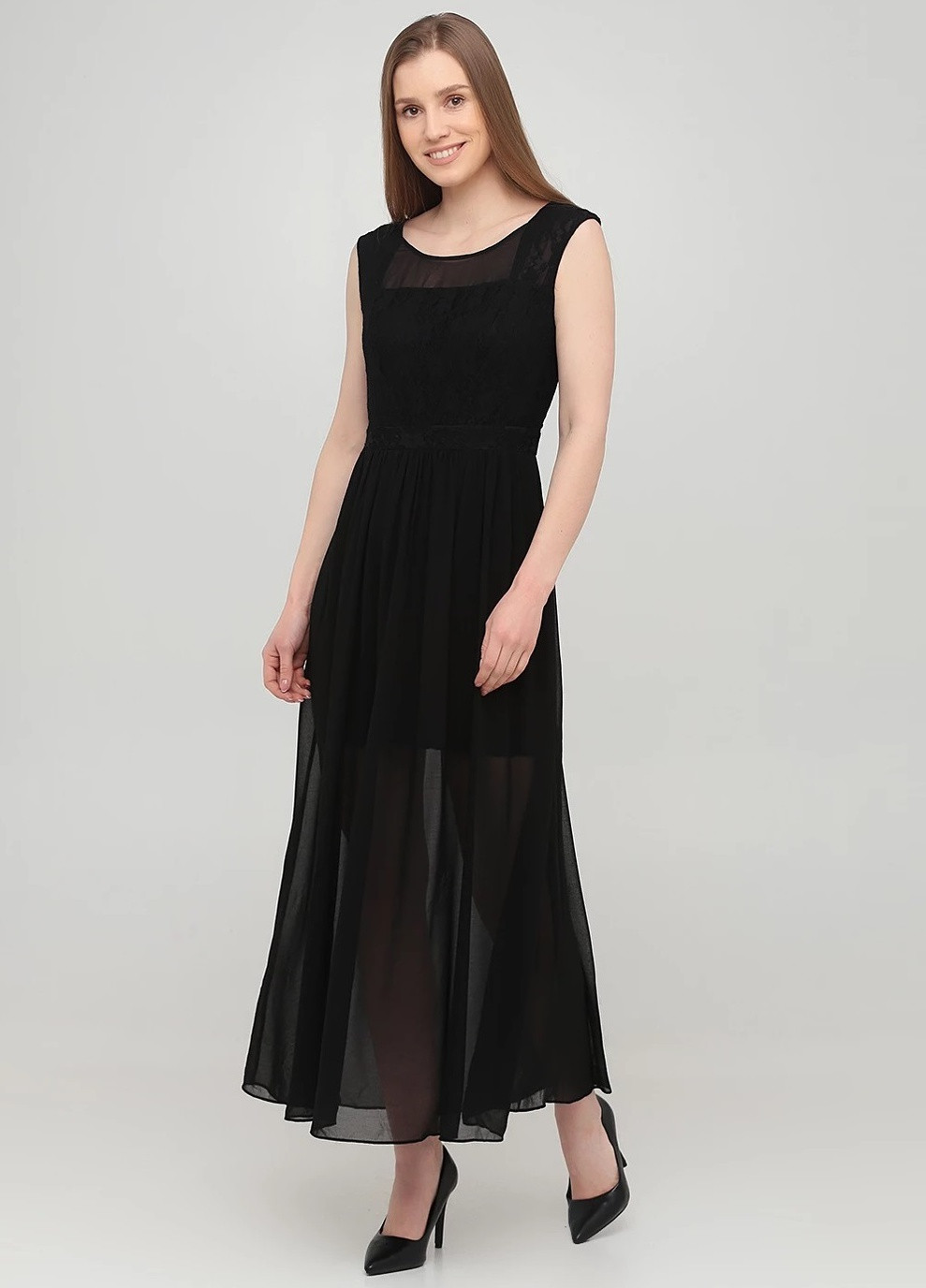 Черное вечернее платье клеш однотонное Vero Moda