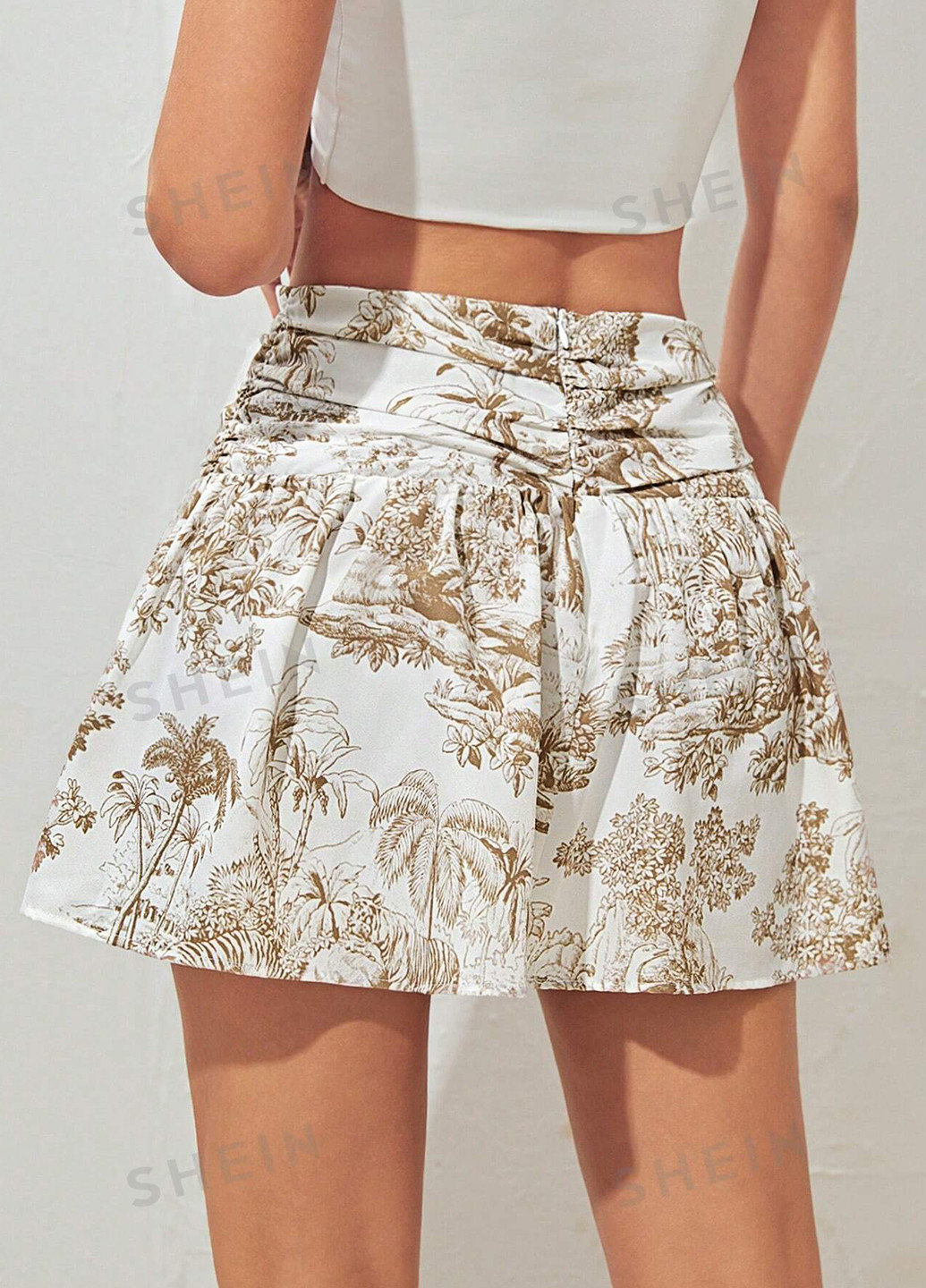 Белая кэжуал с рисунком юбка SHEIN клешированная
