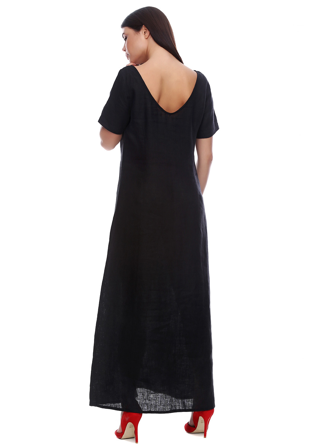 Черное кэжуал платье а-силуэт AURA однотонное