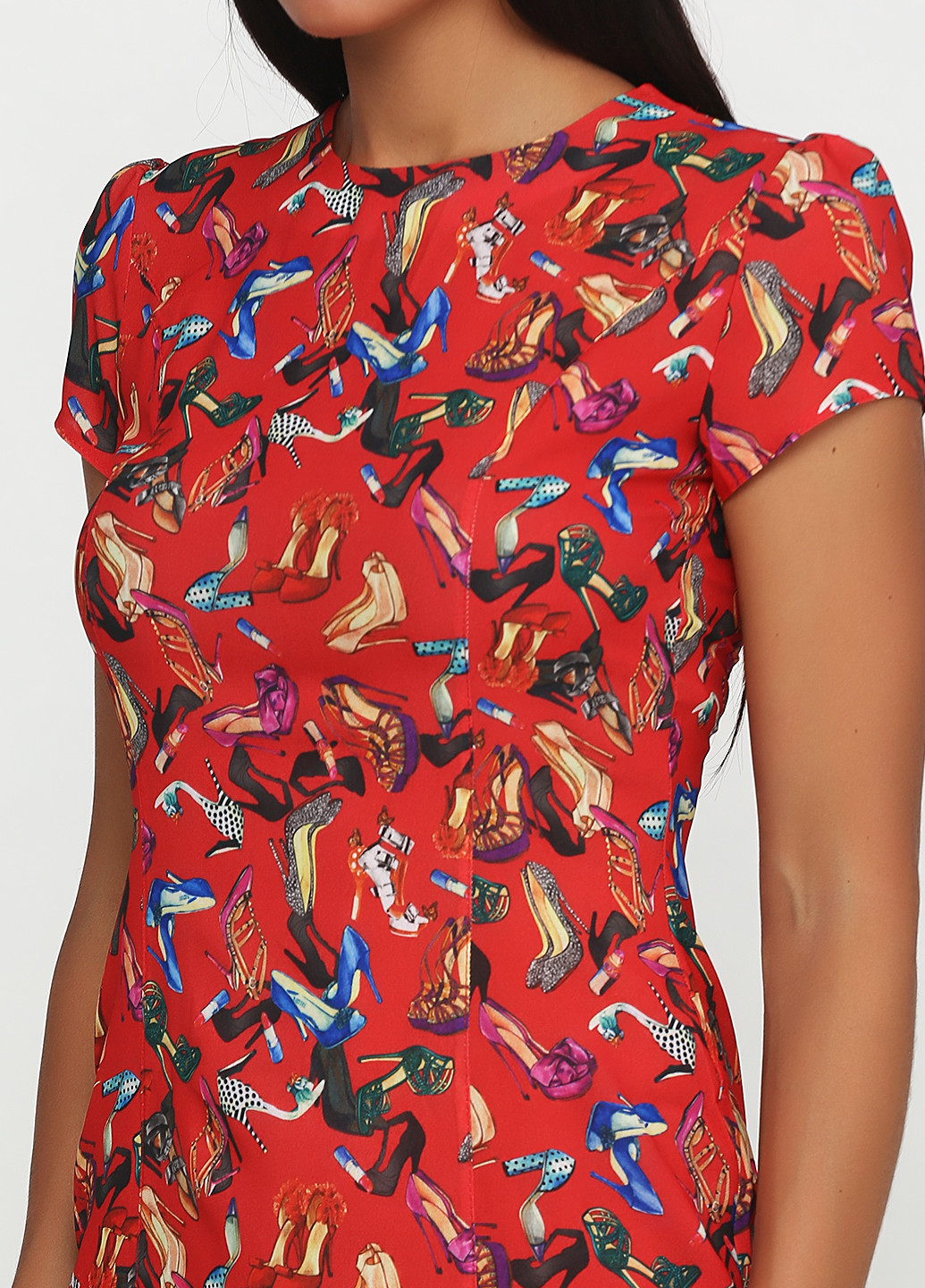 Красное кэжуал платье короткое Gator с рисунком