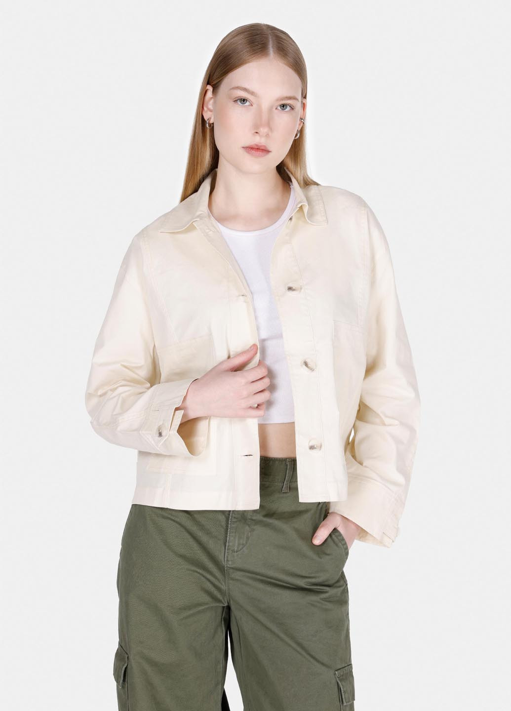 Светло-бежевая кэжуал рубашка однотонная Colin's