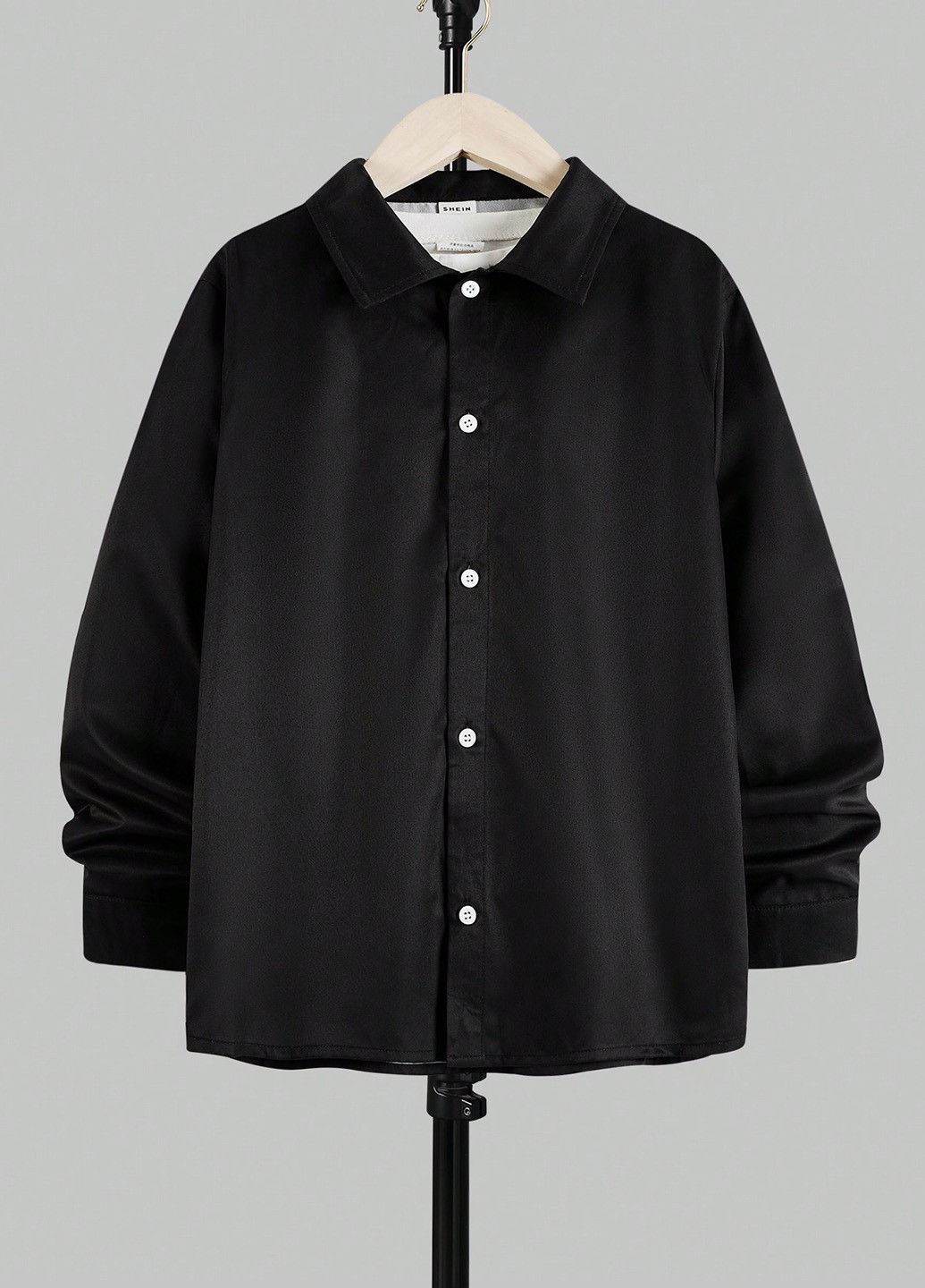 Черная кэжуал рубашка с надписями SHEIN