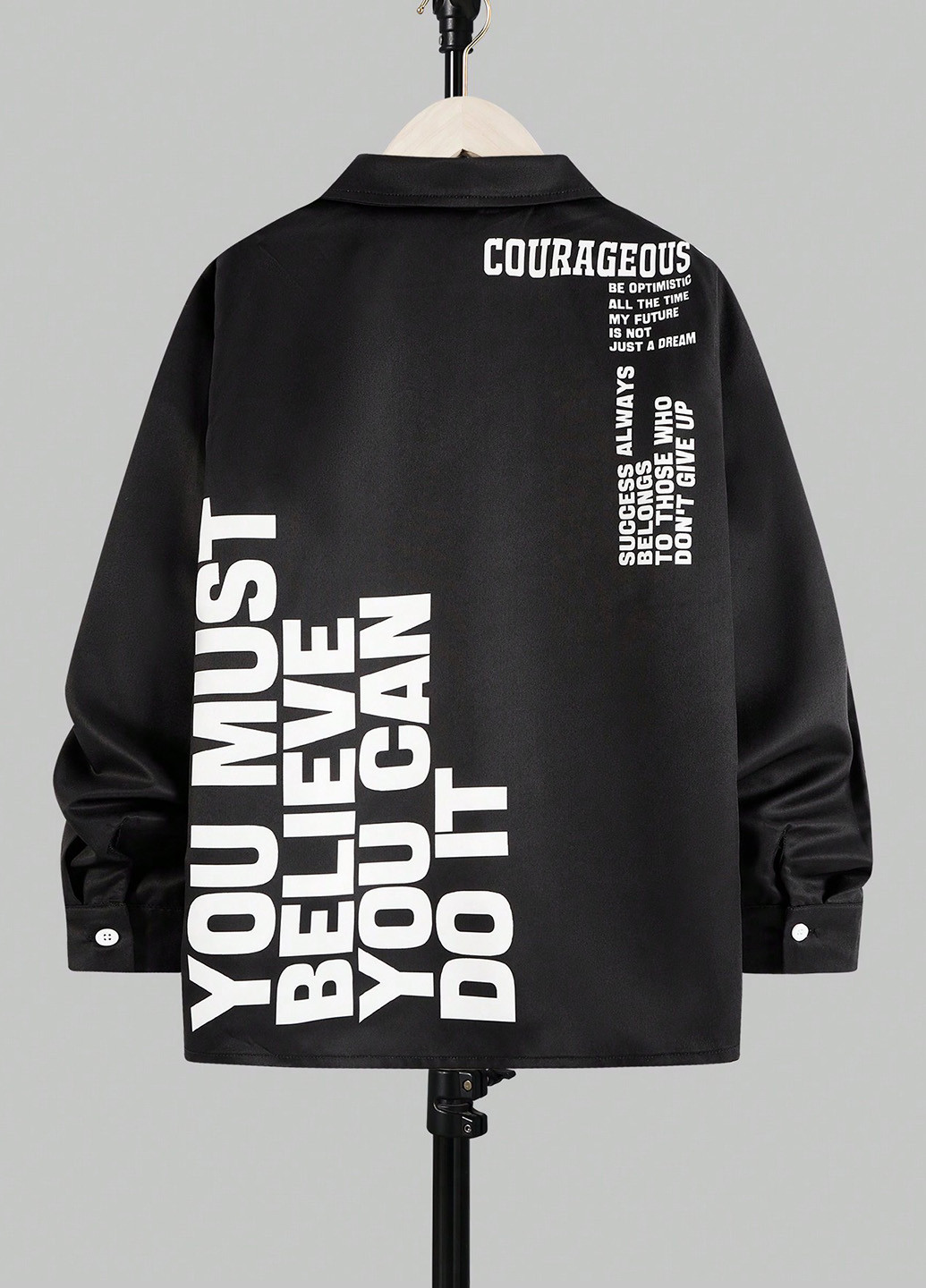 Черная кэжуал рубашка с надписями SHEIN