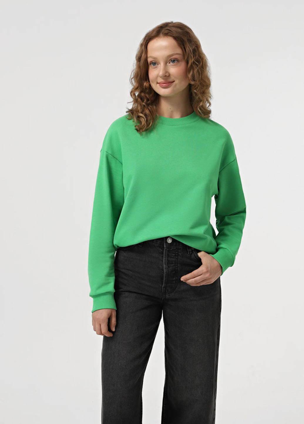 Кислотно-зелений світшот Promin однотонний без декору (323023332)