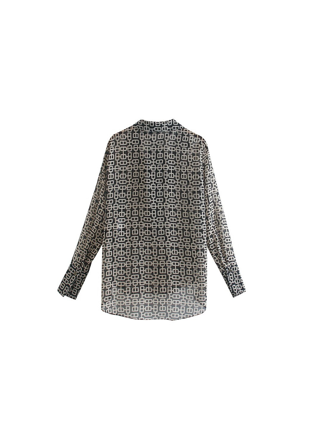 Чорна демісезонна блузка жіноча з геометричним принтом pattern Berni Fashion 58625