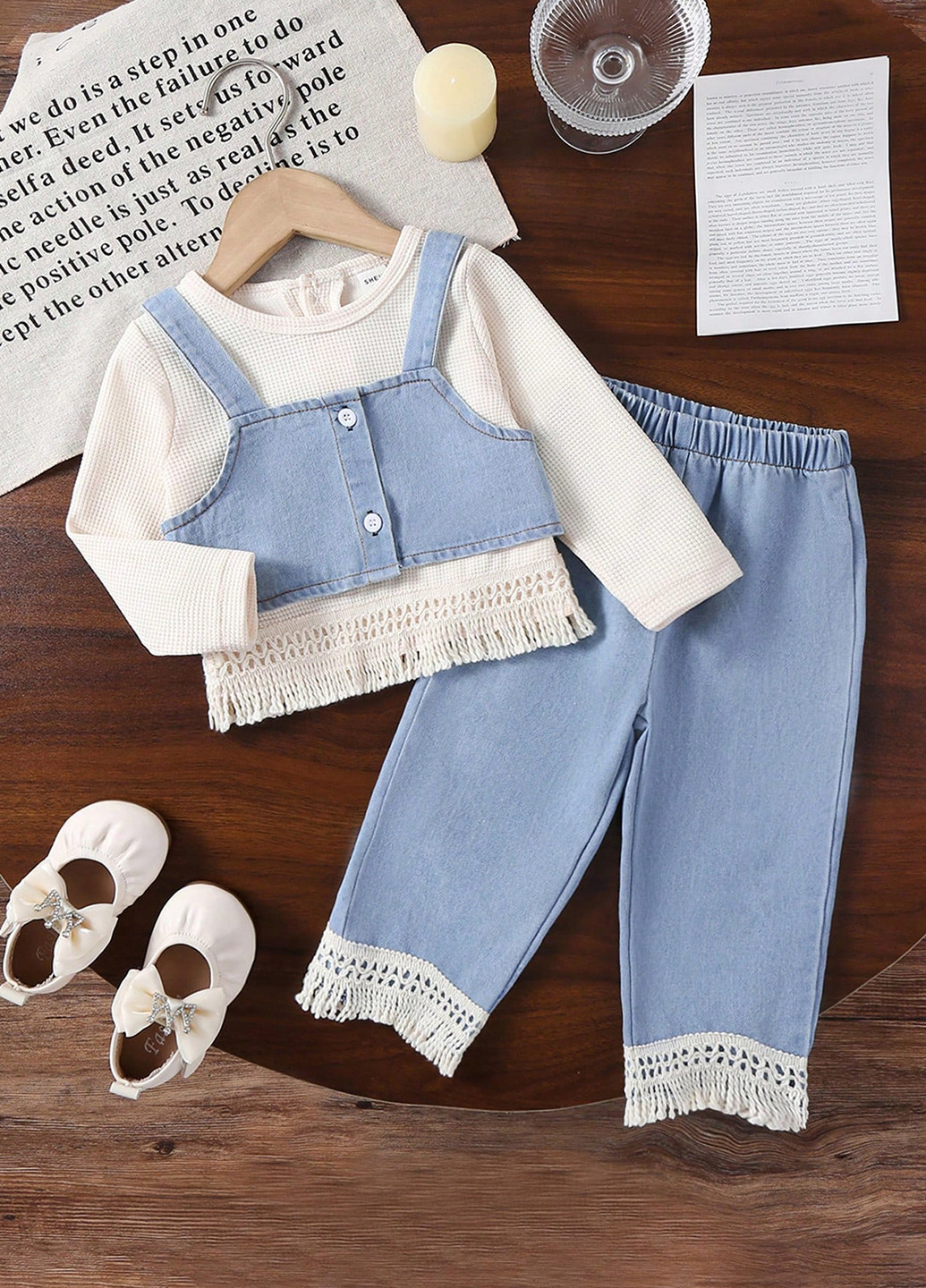 Комбинированный демисезонный костюм (лонгслив, жилет, брюки) брючный, тройка SHEIN