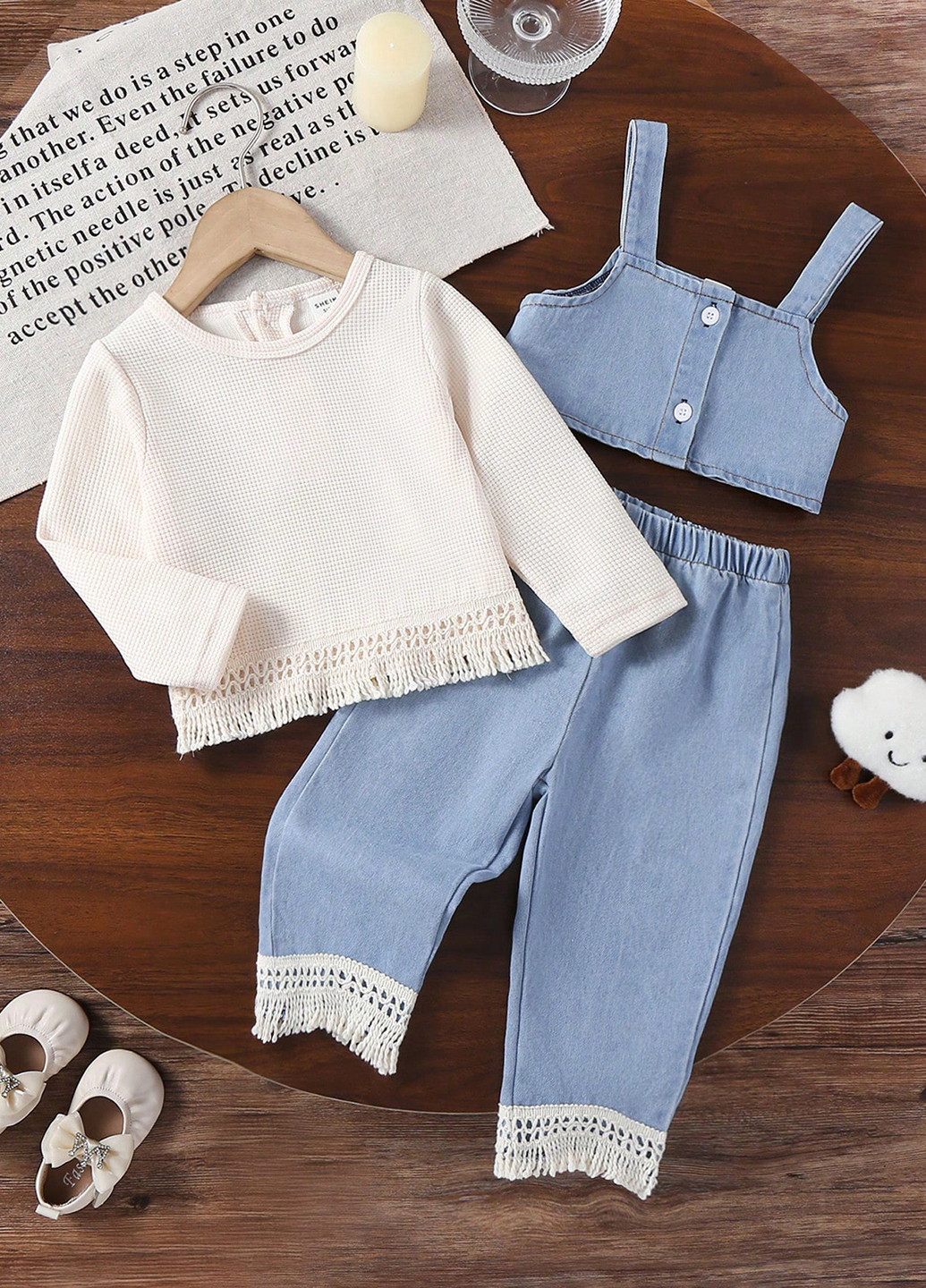 Комбинированный демисезонный костюм (лонгслив, жилет, брюки) брючный, тройка SHEIN