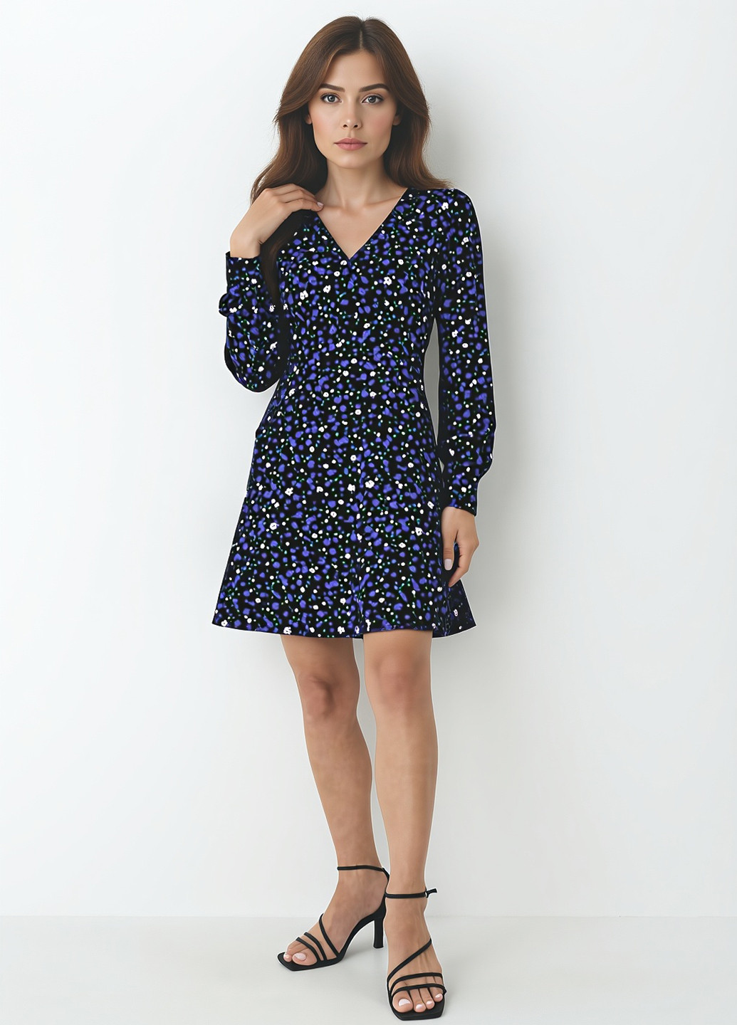 Чорна кежуал сукня кльош Mohito з квітковим принтом