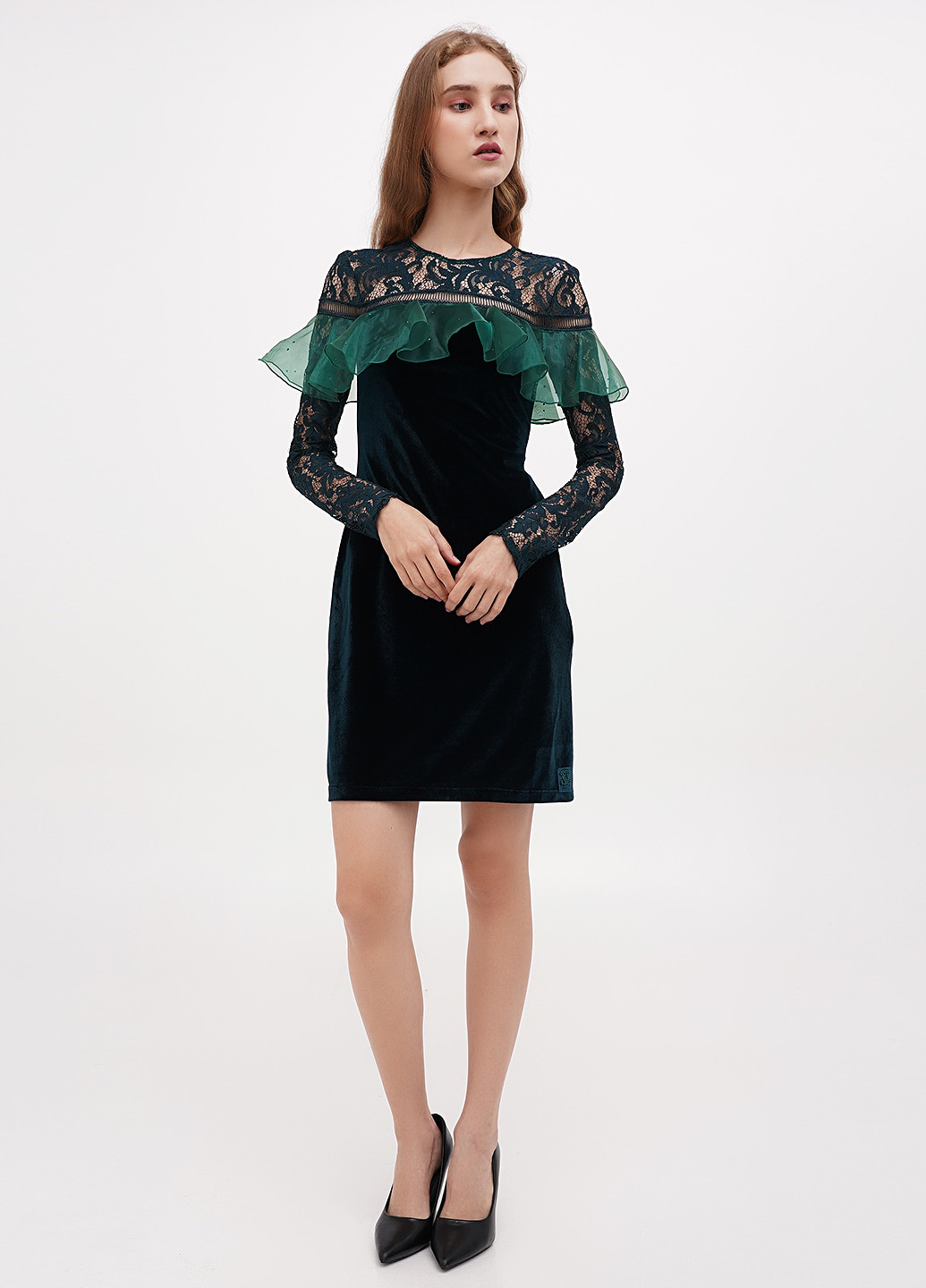 Темно-зелена кежуал сукня Sassofono однотонна