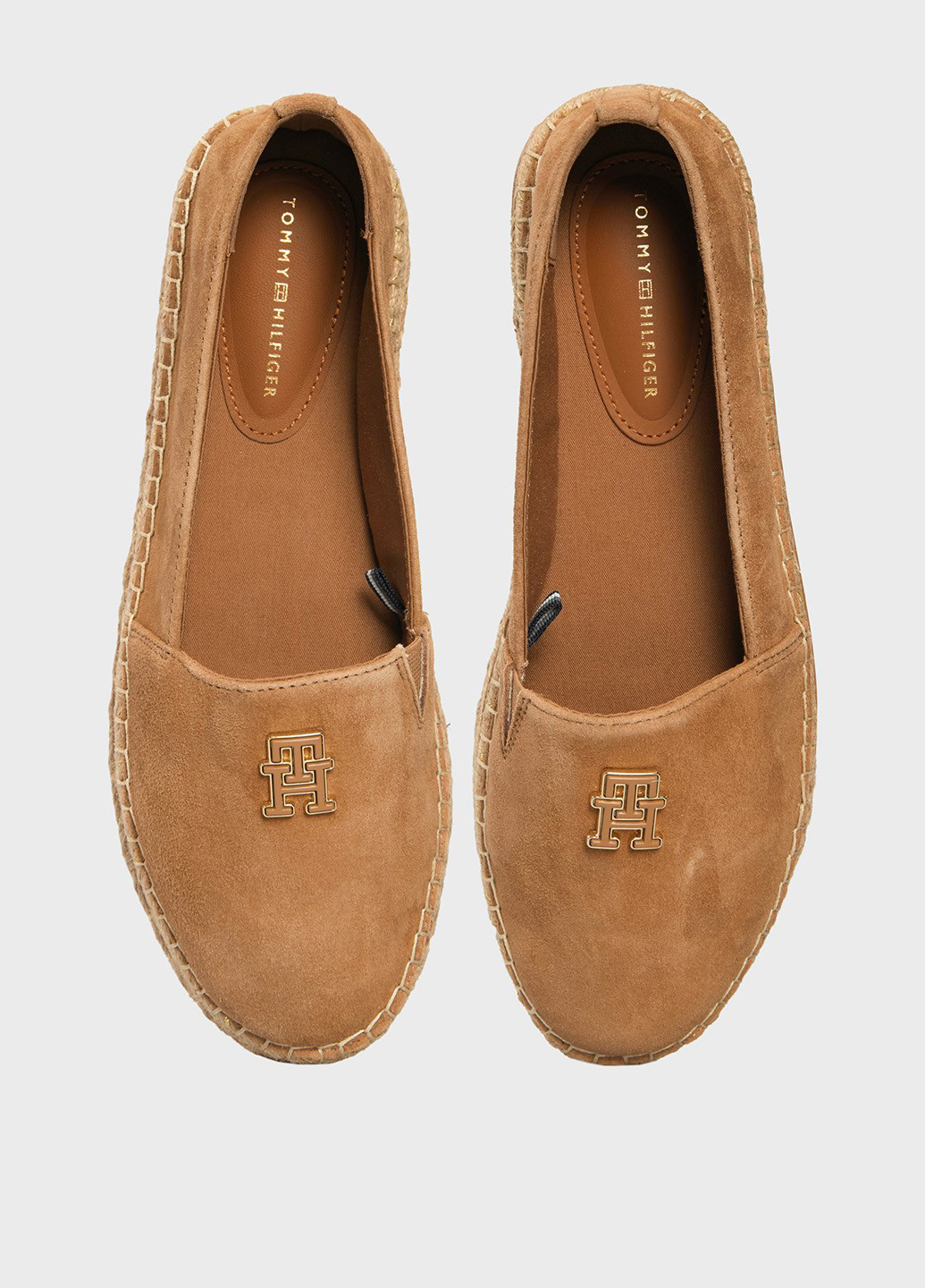 Темно-бежевые эспадрильи Tommy Hilfiger однотонный джут, логотип (347073263)