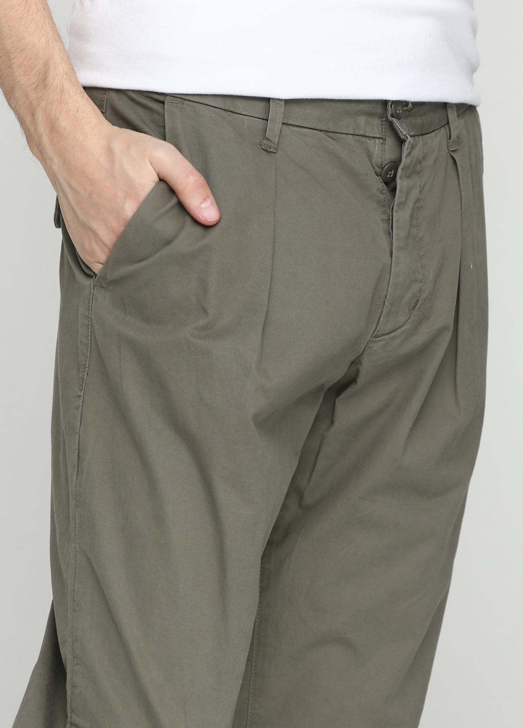 Хаки кэжуал демисезонные прямые брюки H&M