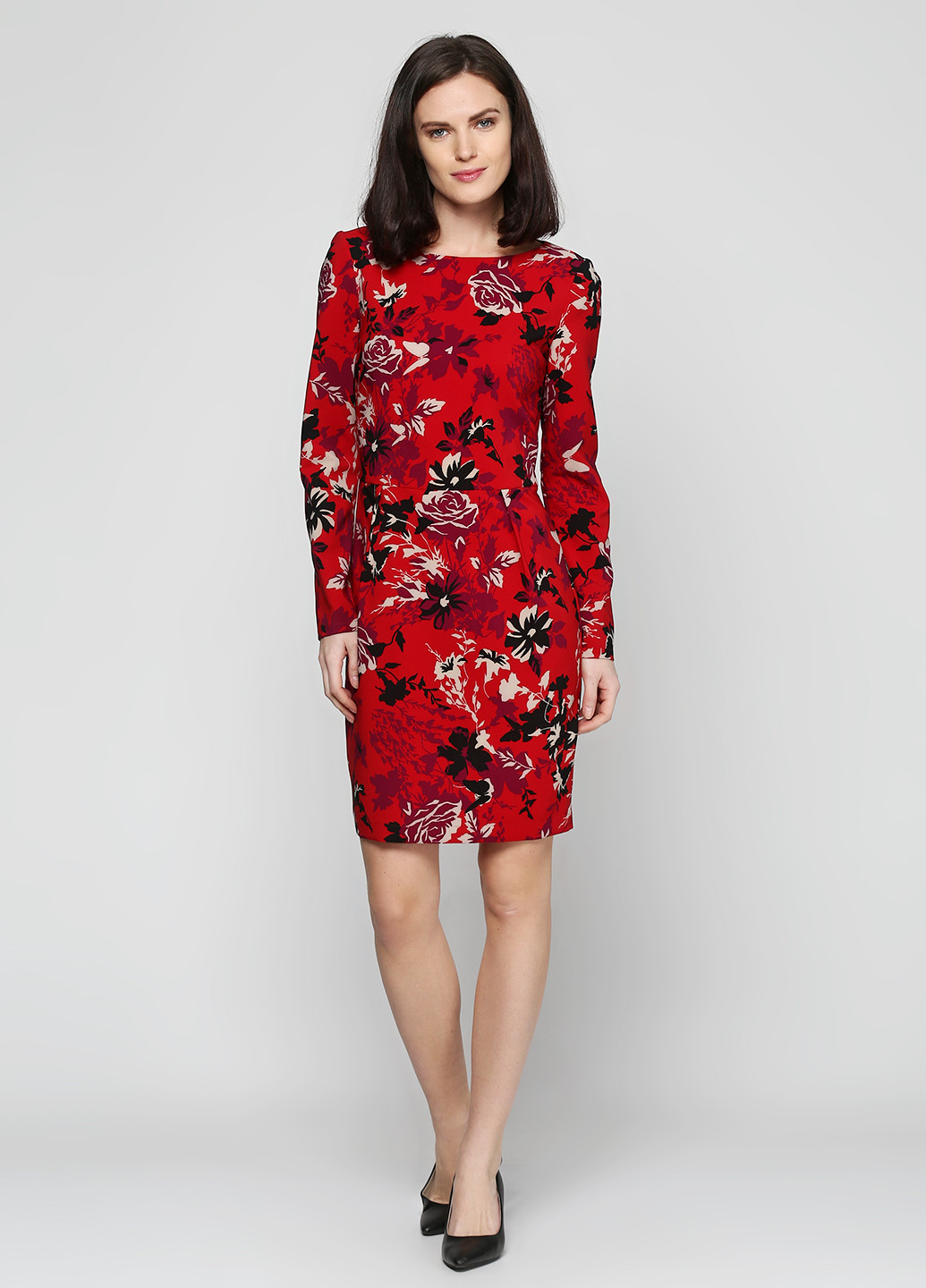 Темно-вишневое деловое платье Patrizia Pepe с цветочным принтом