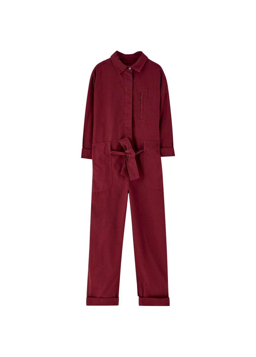 Комбинезон Pull & Bear комбинезон-брюки однотонный бордовый кэжуал хлопок
