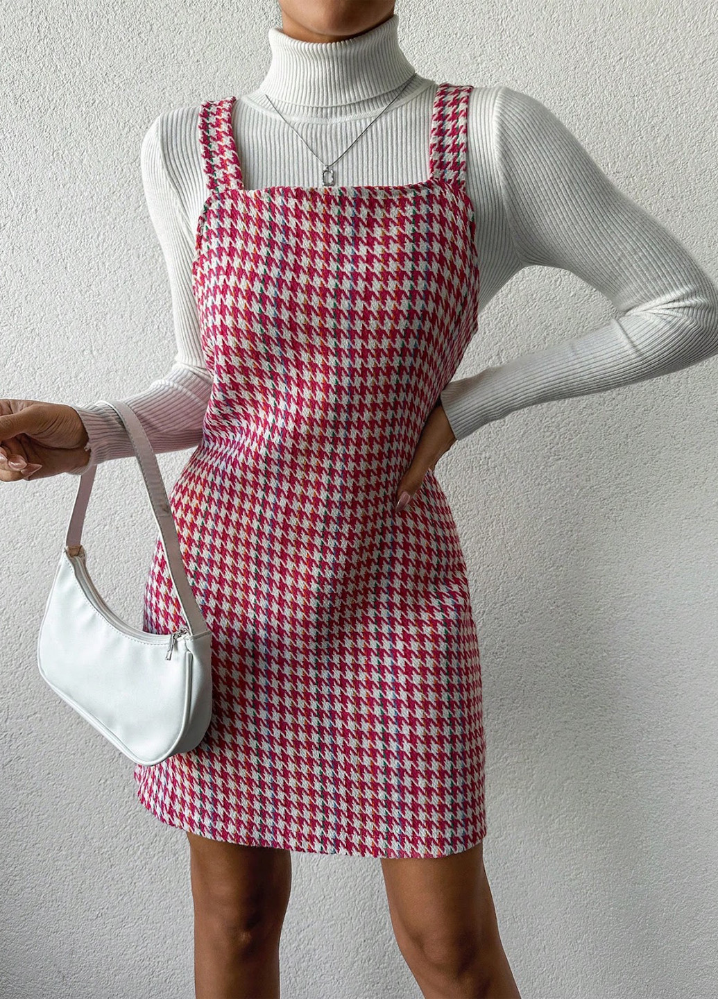 Темно-рожева кежуал сукня SHEIN з візерунком "гусяча лапка"