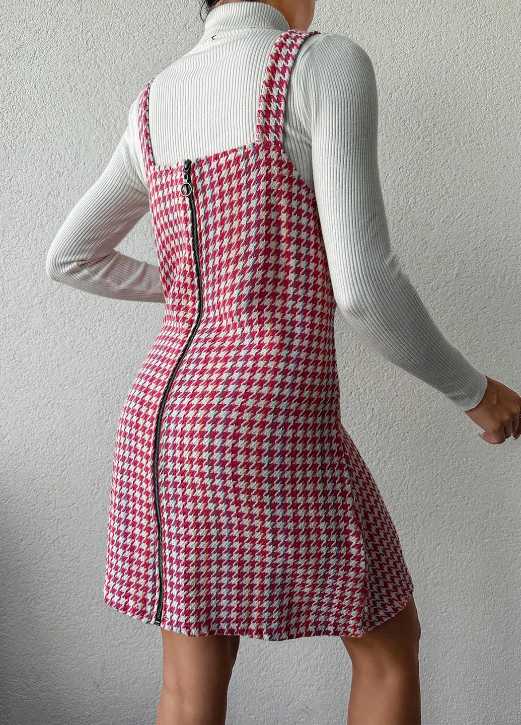 Темно-рожева кежуал сукня SHEIN з візерунком "гусяча лапка"