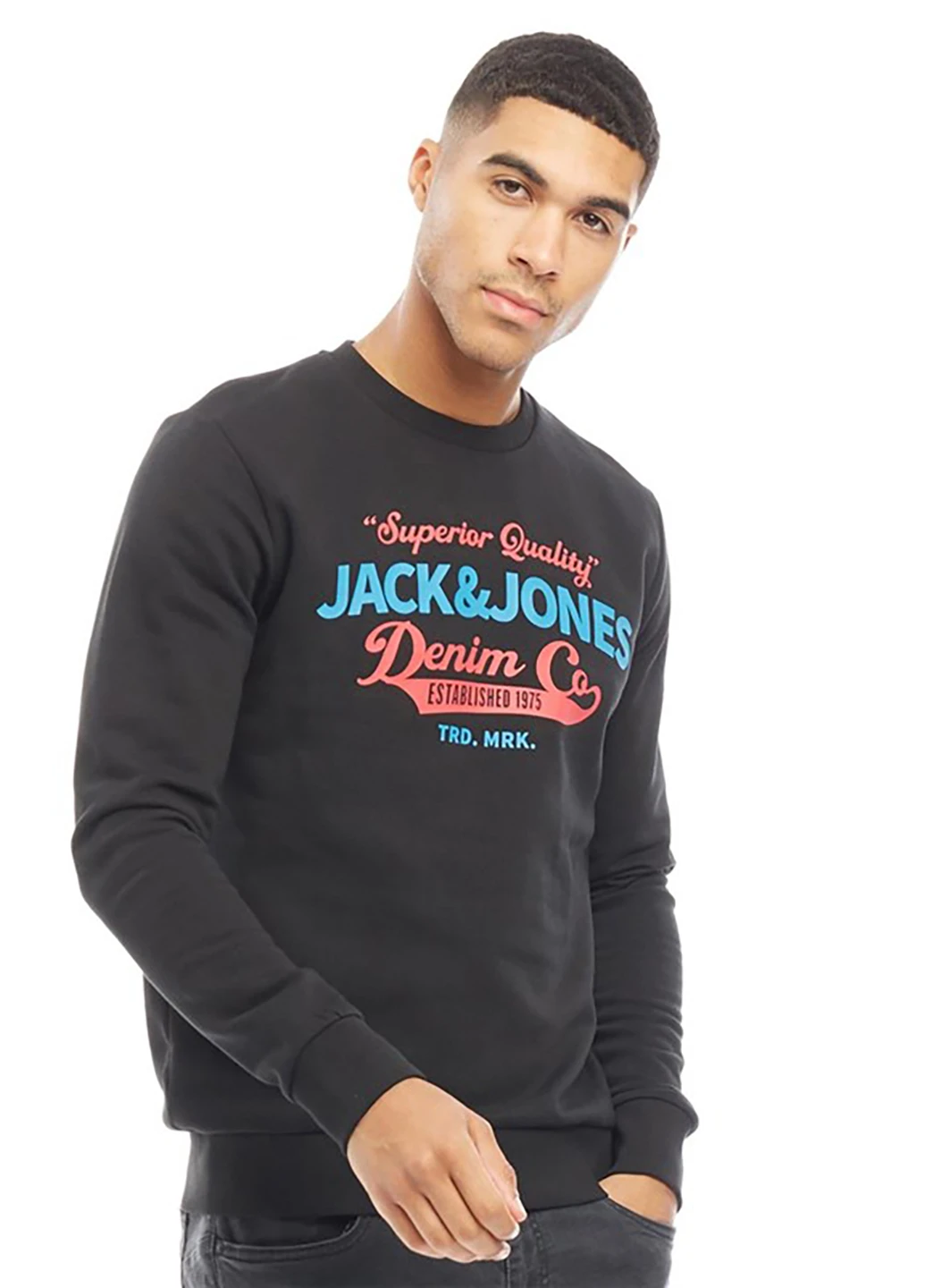 Черный свитшот Jack & Jones логотип (151405093)