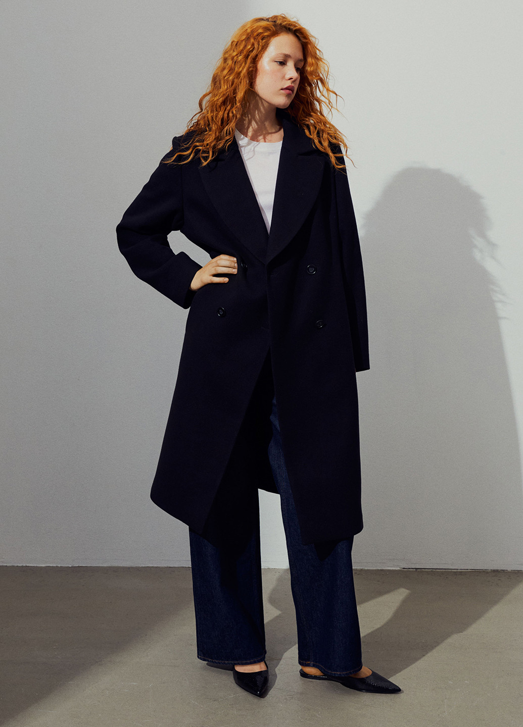 Чорне демісезонне Пальто двобортне H&M