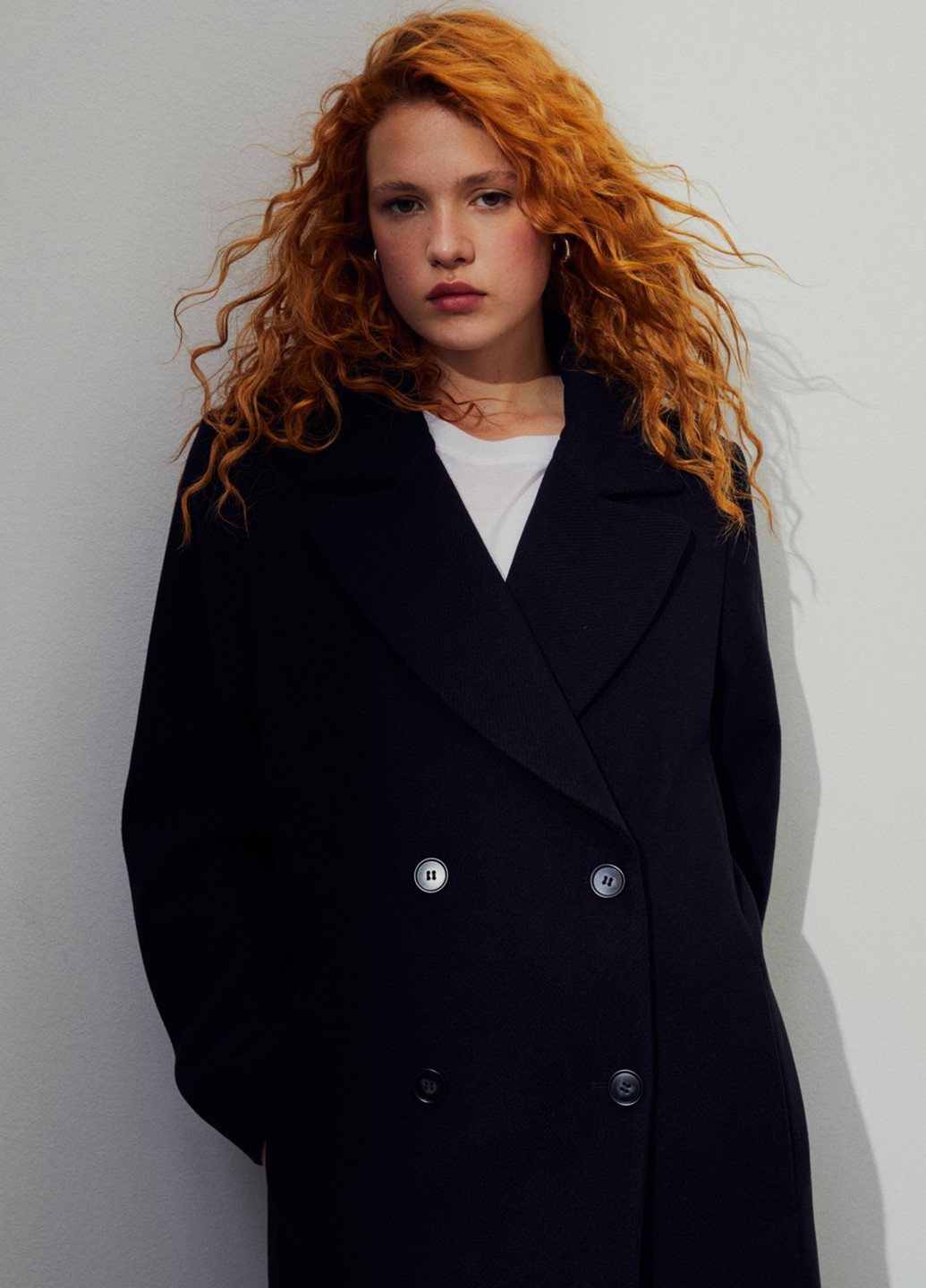 Чорне демісезонне Пальто двобортне H&M