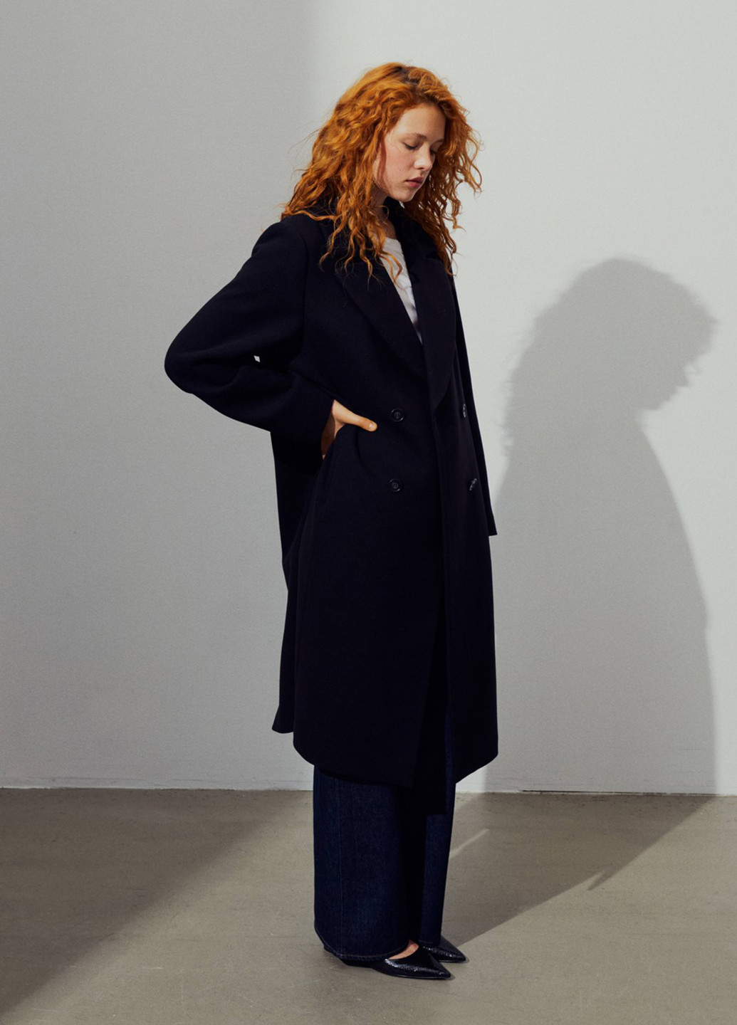 Чорне демісезонне Пальто двобортне H&M