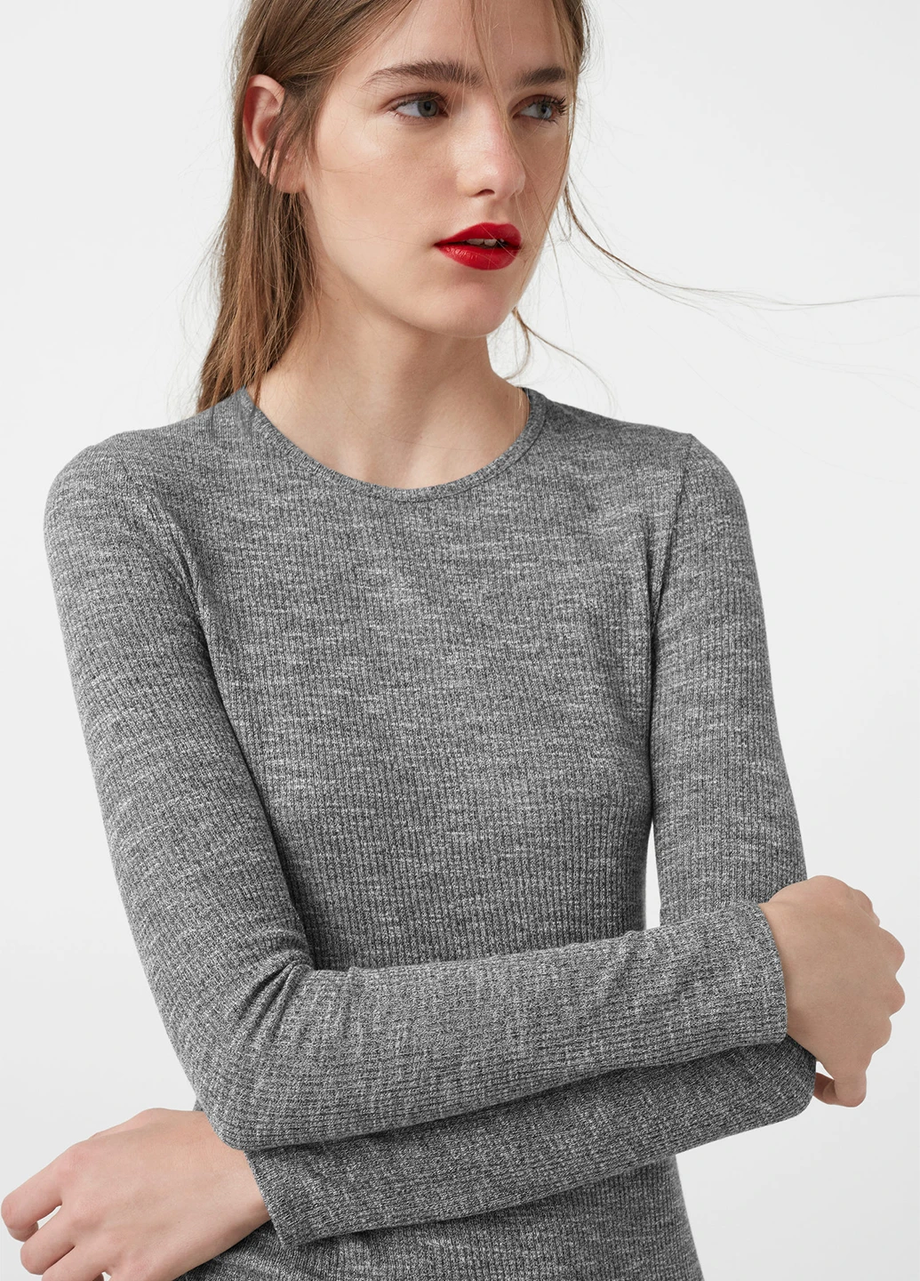 Серое кэжуал платье Mango однотонное