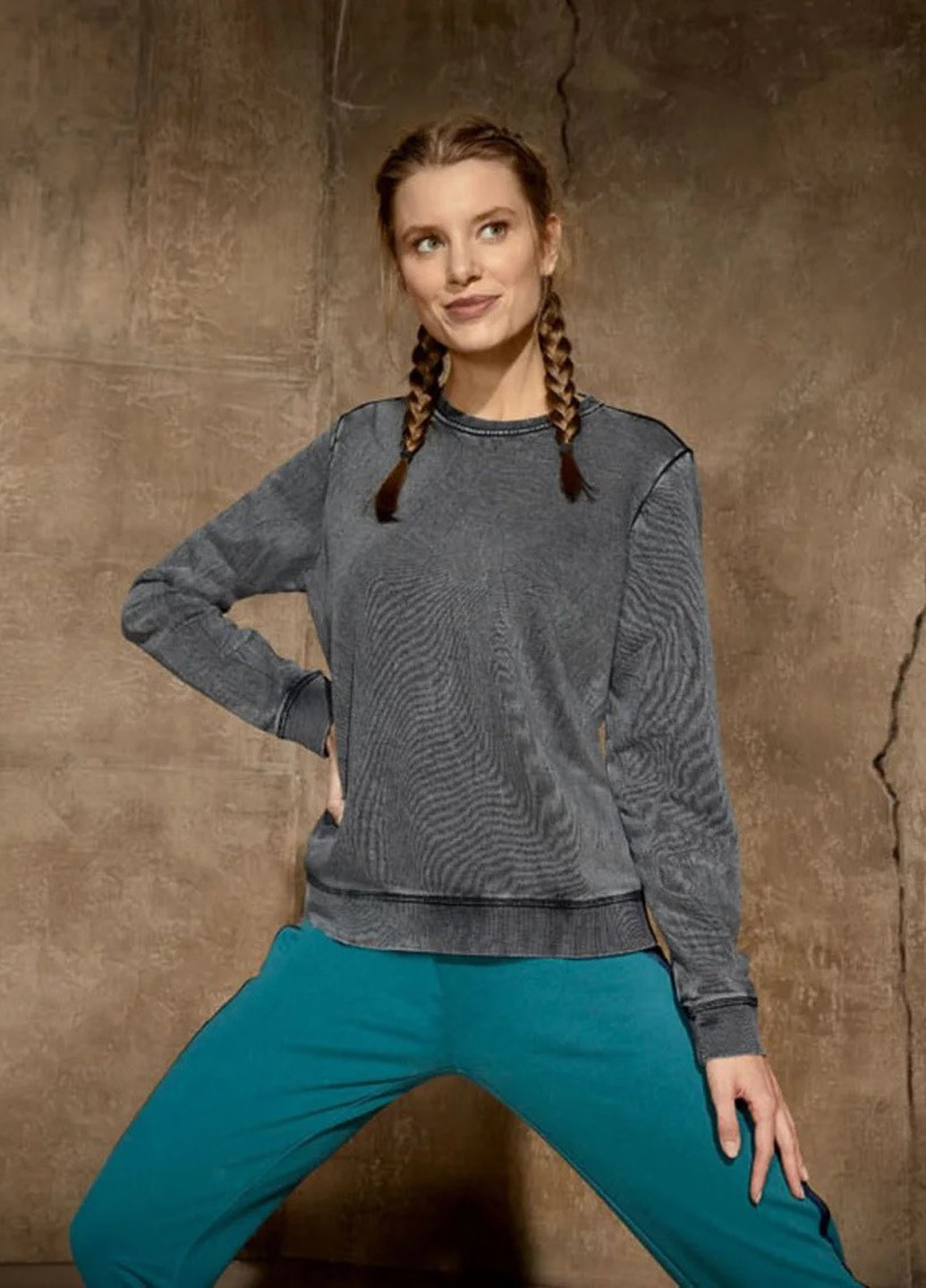 Серый свитшот Crivit варенка без декора (322187483)