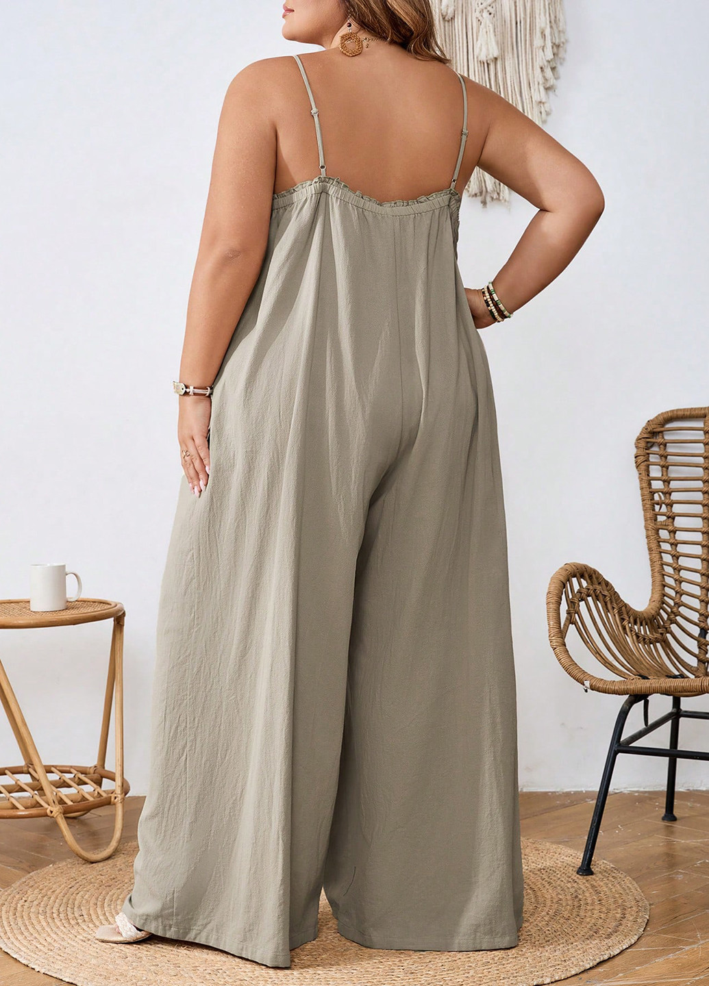 Комбінезон SHEIN комбінезон-брюки однотонний кремовий кежуал бавовна