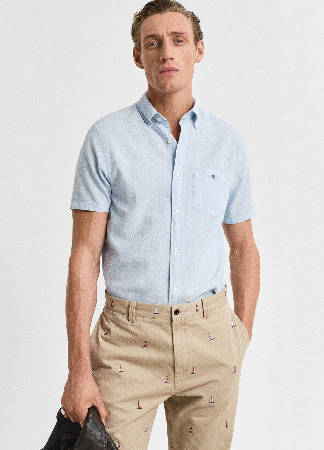 Голубой классическая, кэжуал рубашка однотонная Gant