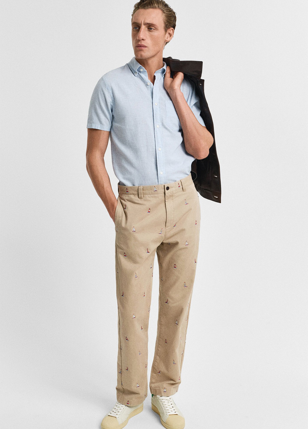 Голубой классическая, кэжуал рубашка однотонная Gant