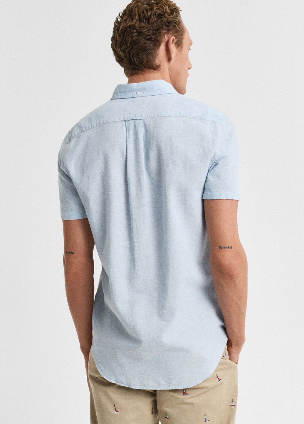 Голубой классическая, кэжуал рубашка однотонная Gant