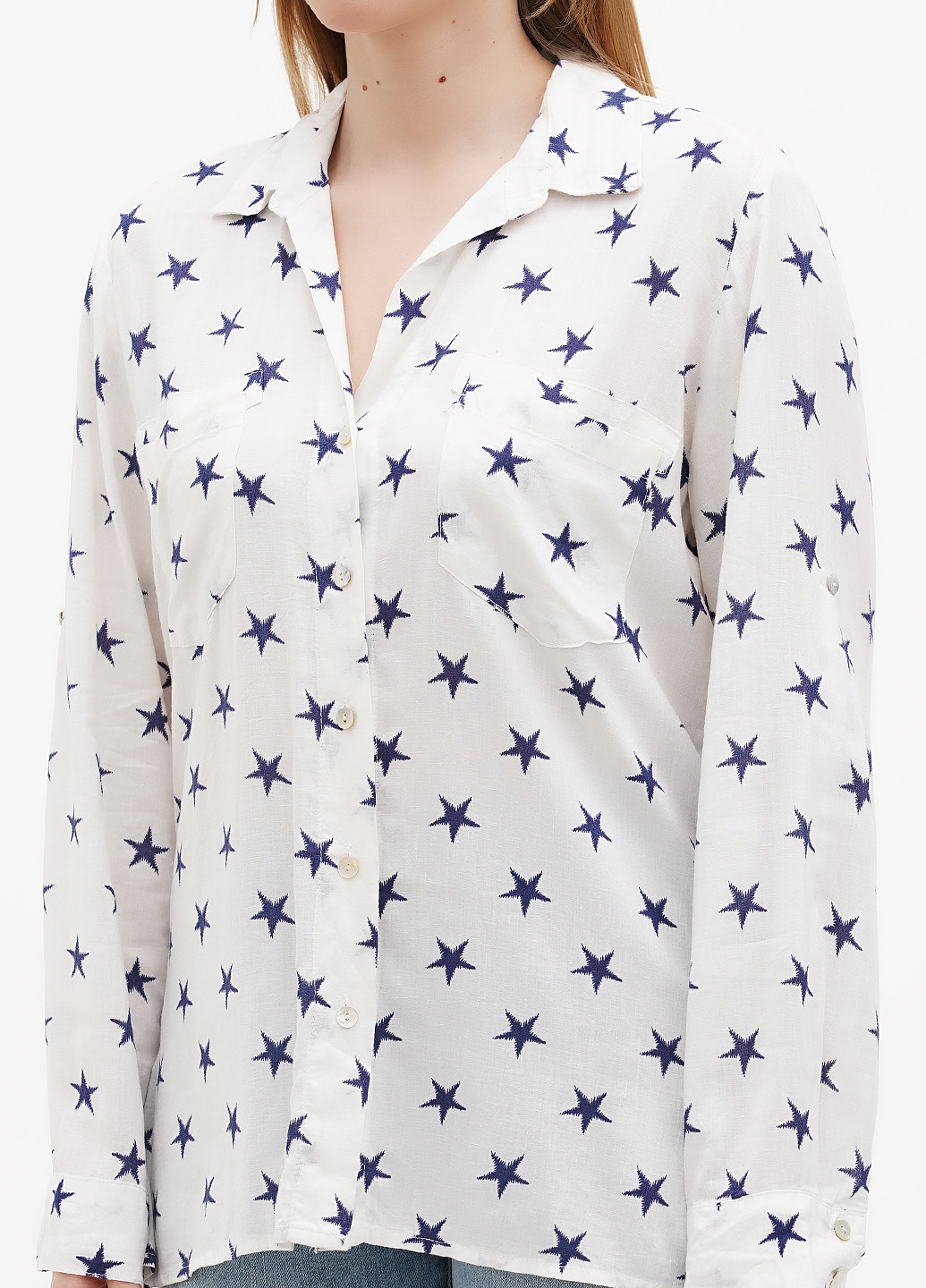 Белая кэжуал рубашка со звездами C&A