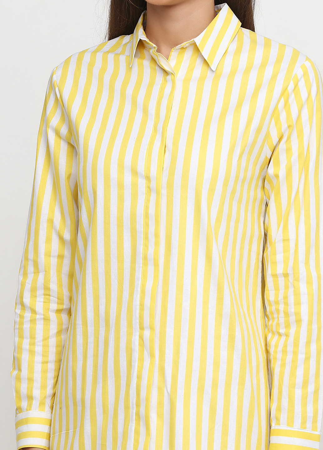 Желтое кэжуал платье рубашка Made in Italy в полоску