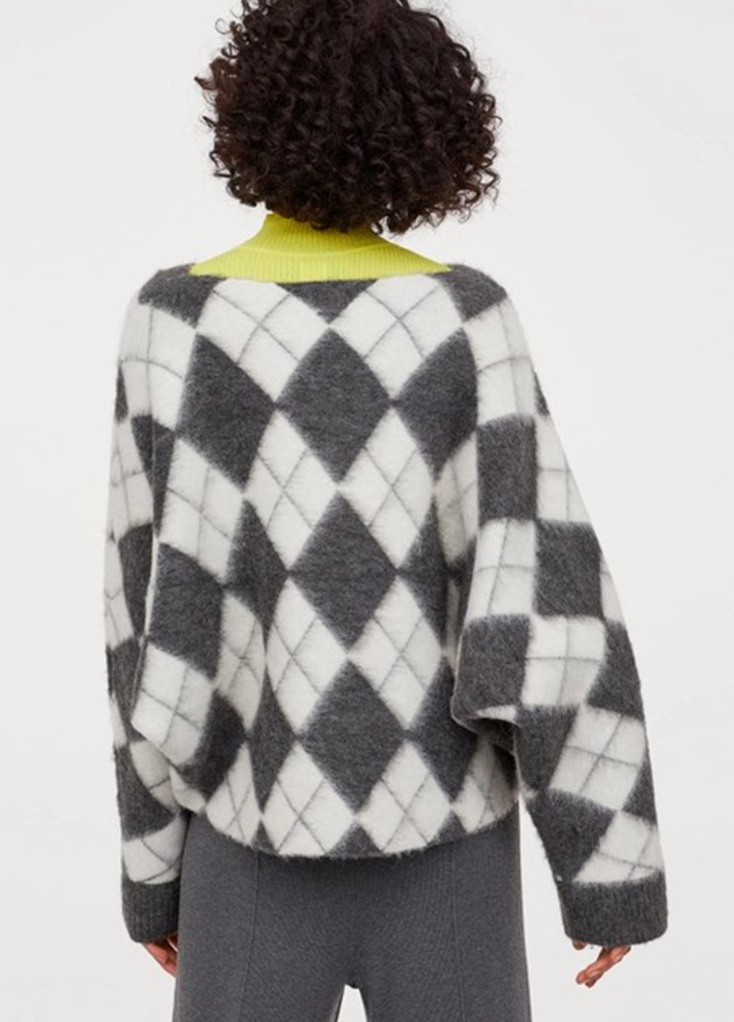Комбинированный зимний светр зимовий вільного крою джемпер H&M