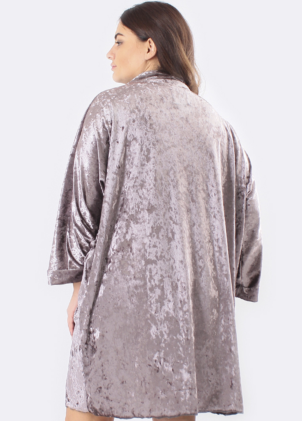 Серо-коричневый демисезонный комплект (ночная рубашка, халат) Ghazel