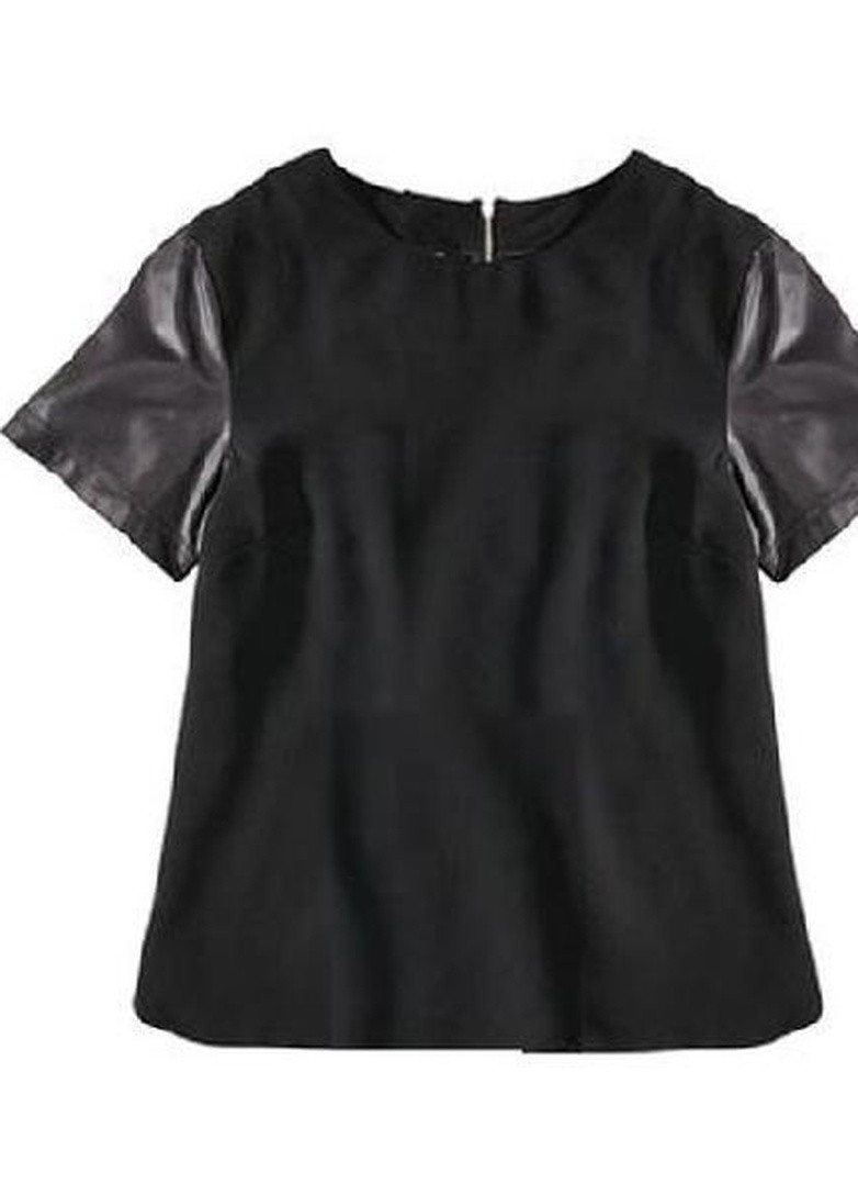 Черная блуза футболка рукав эко-кожа Esmara