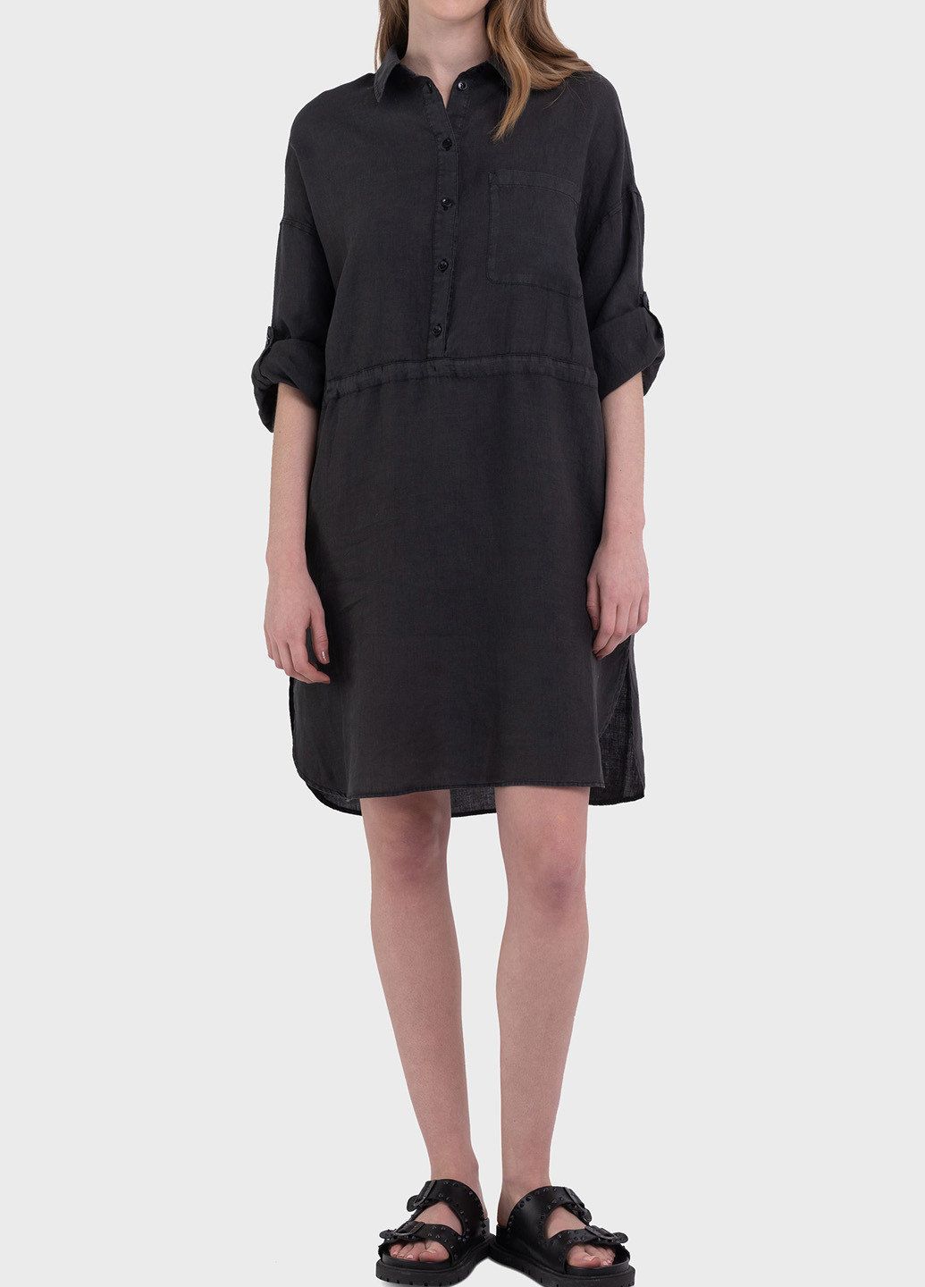 Черное кэжуал платье рубашка Replay однотонное