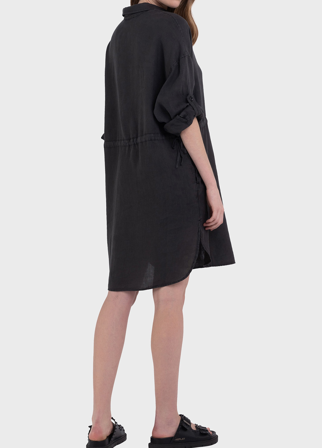 Черное кэжуал платье рубашка Replay однотонное