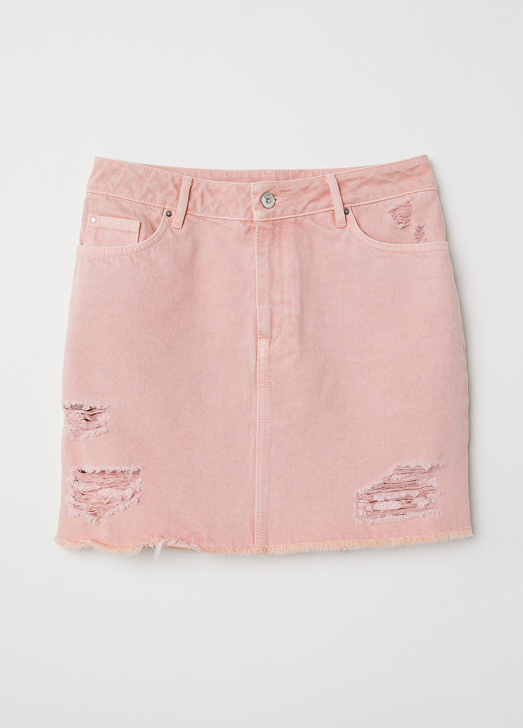 Розовая джинсовая однотонная юбка H&M