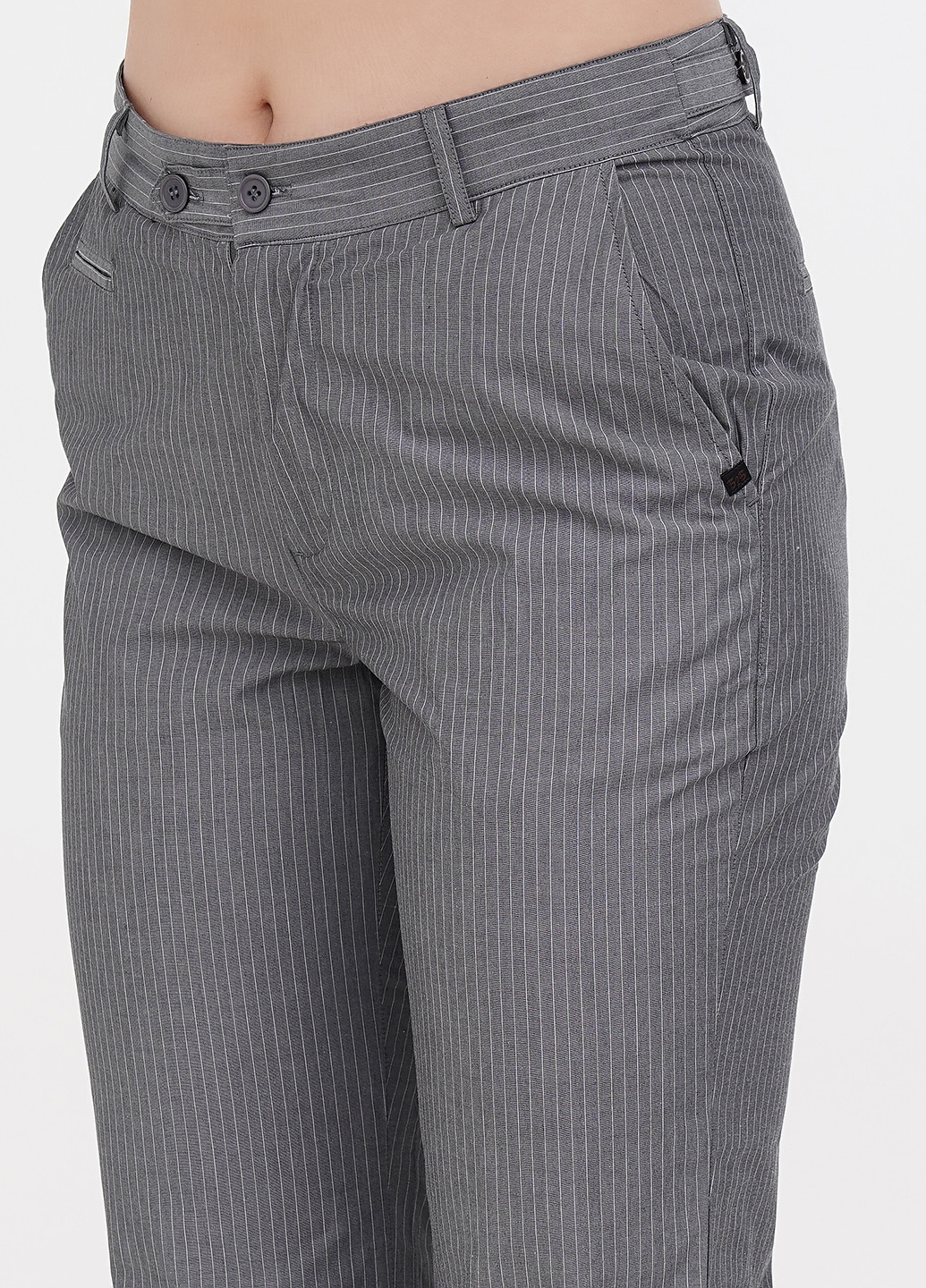 Серые кэжуал демисезонные прямые брюки 525