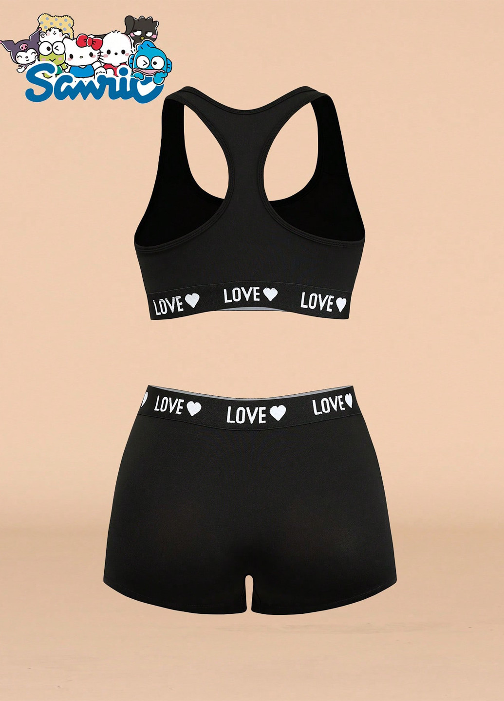 Черный демисезонный комплект (топ, шорты) SHEIN