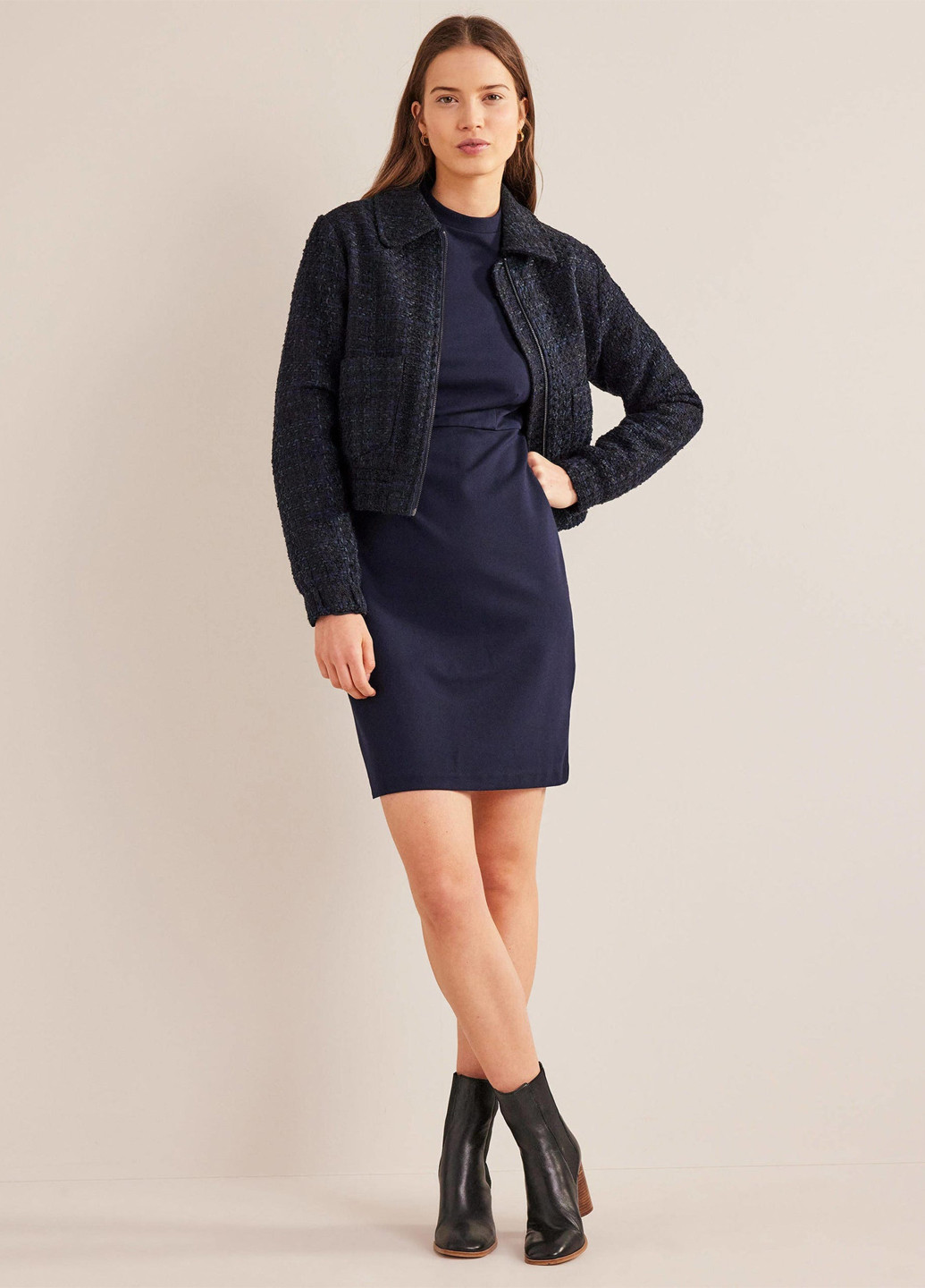 Темно-синее кэжуал платье футляр Boden однотонное