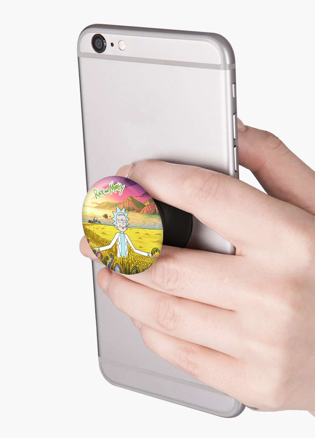 Попсокет (Popsockets) тримач для смартфону Рік і Морті (Rick and Morty) (8754-1236) Чорний MobiPrint (216748538)