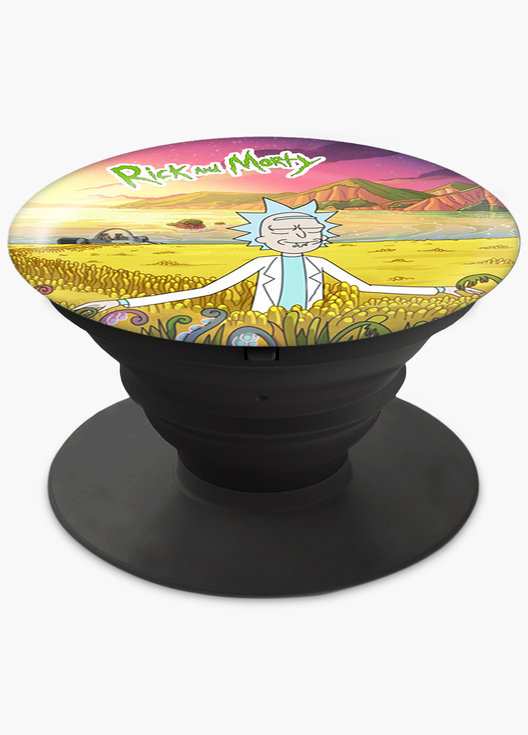 Попсокет (Popsockets) тримач для смартфону Рік і Морті (Rick and Morty) (8754-1236) Чорний MobiPrint (216748538)
