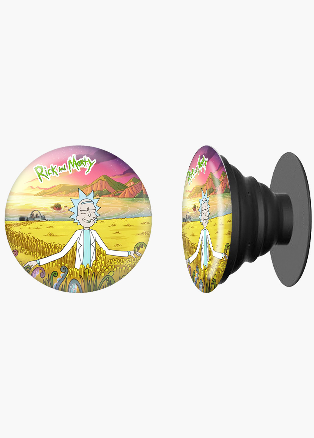 Попсокет (Popsockets) держатель для смартфона Рик и Морти (Rick and Morty) (8754-1236) Черный MobiPrint (216748538)