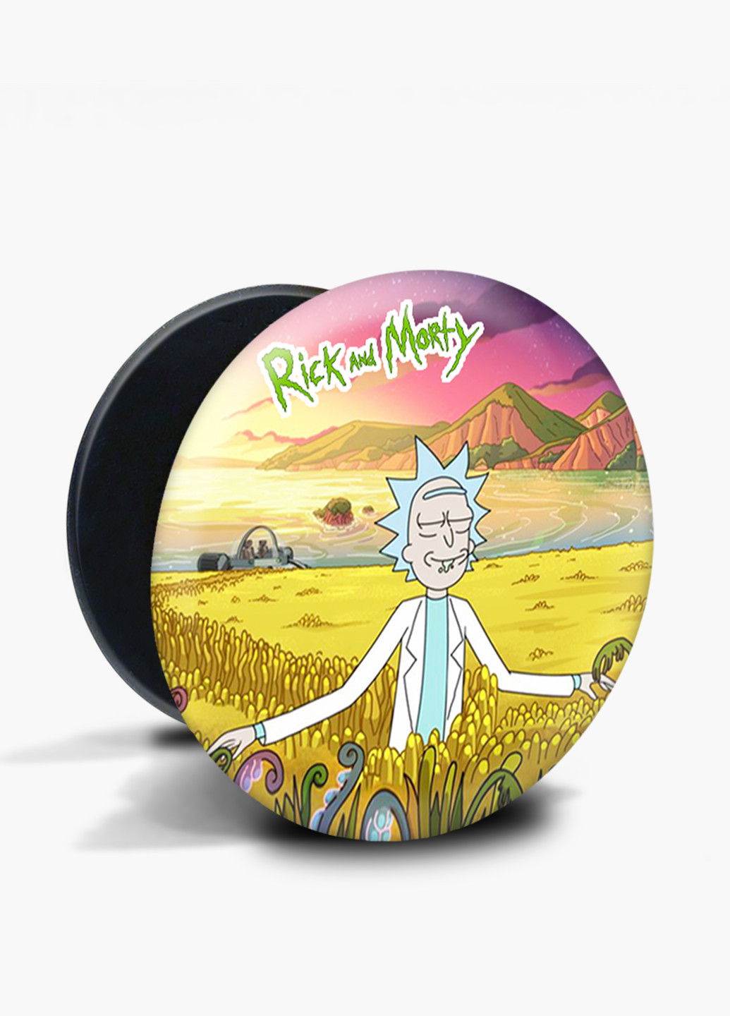 Попсокет (Popsockets) тримач для смартфону Рік і Морті (Rick and Morty) (8754-1236) Чорний MobiPrint (216748538)