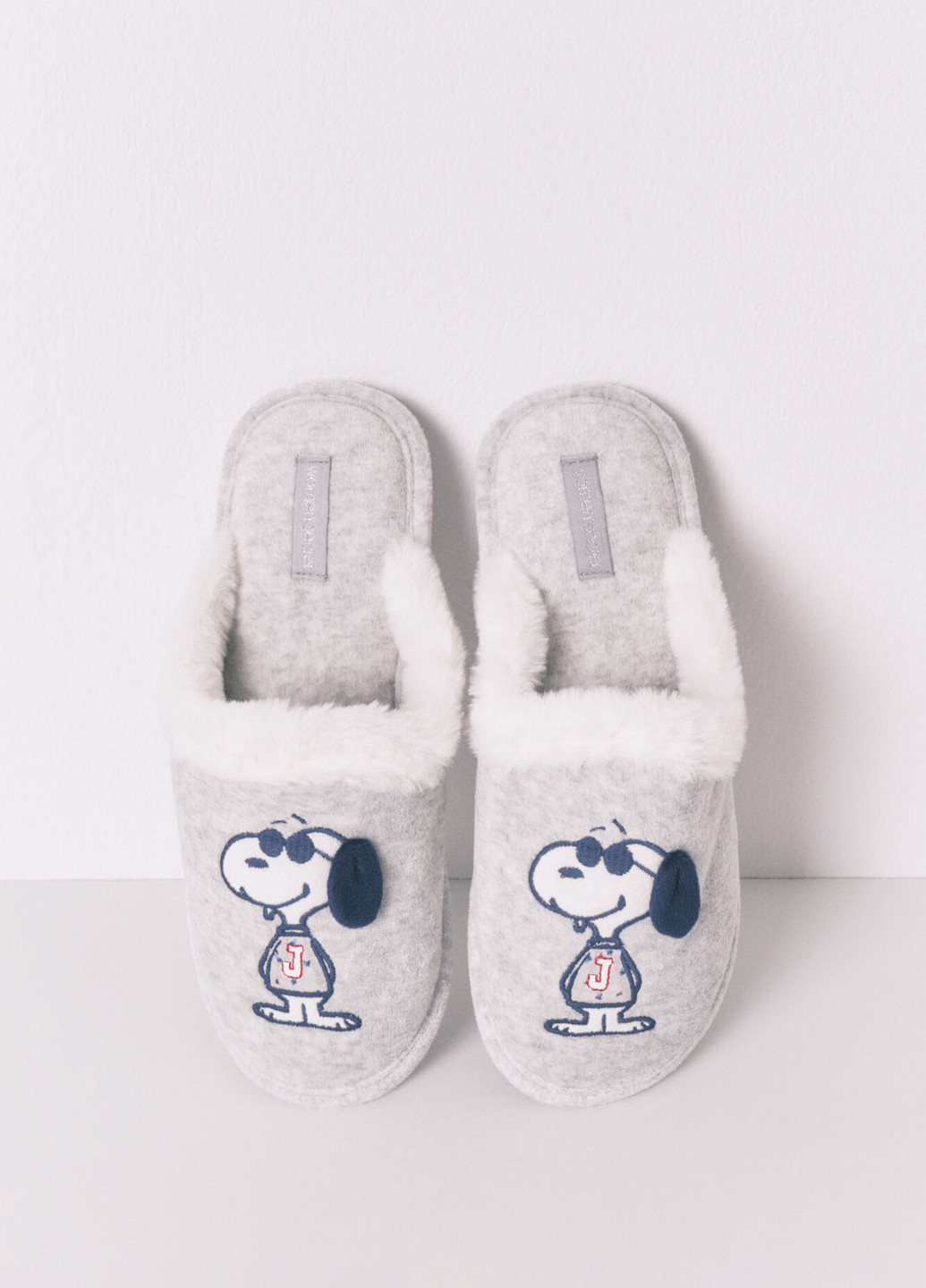 Темно-серые тапочки Women'secret с вышивкой, с мехом, с ушками