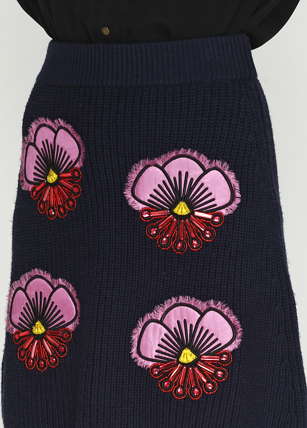 Темно-синяя кэжуал цветочной расцветки юбка Kenzo мини