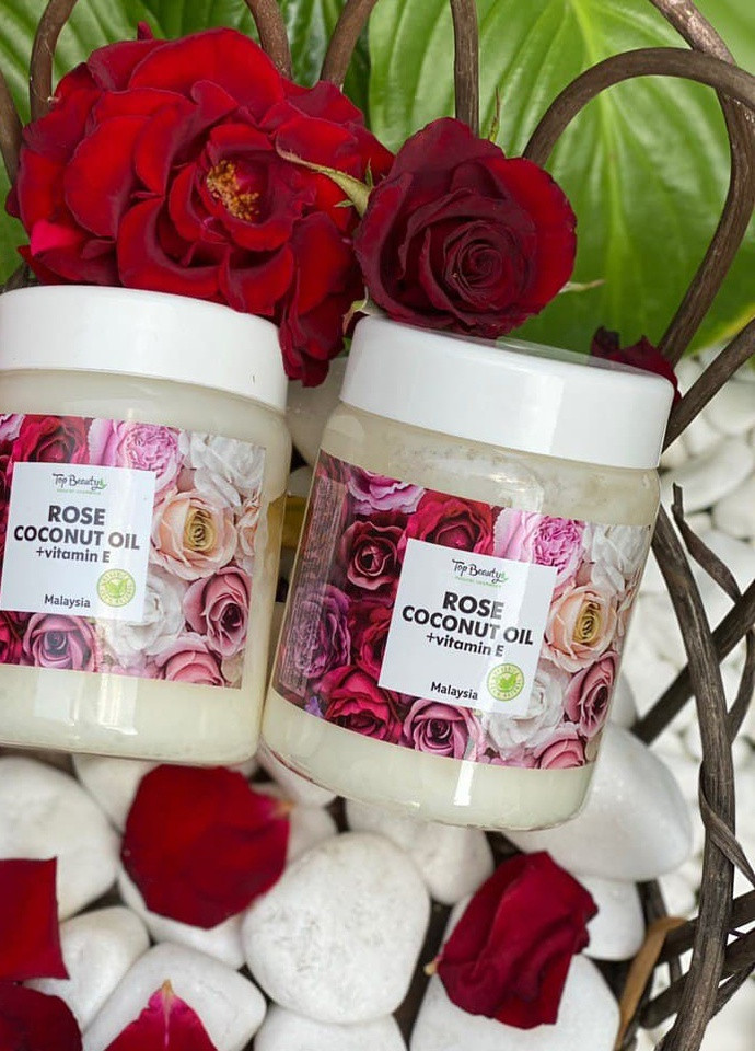 Ароматизоване масло для обличчя, тіла і волосся банка 250 мл Rose-Coconut Top Beauty (212372324)