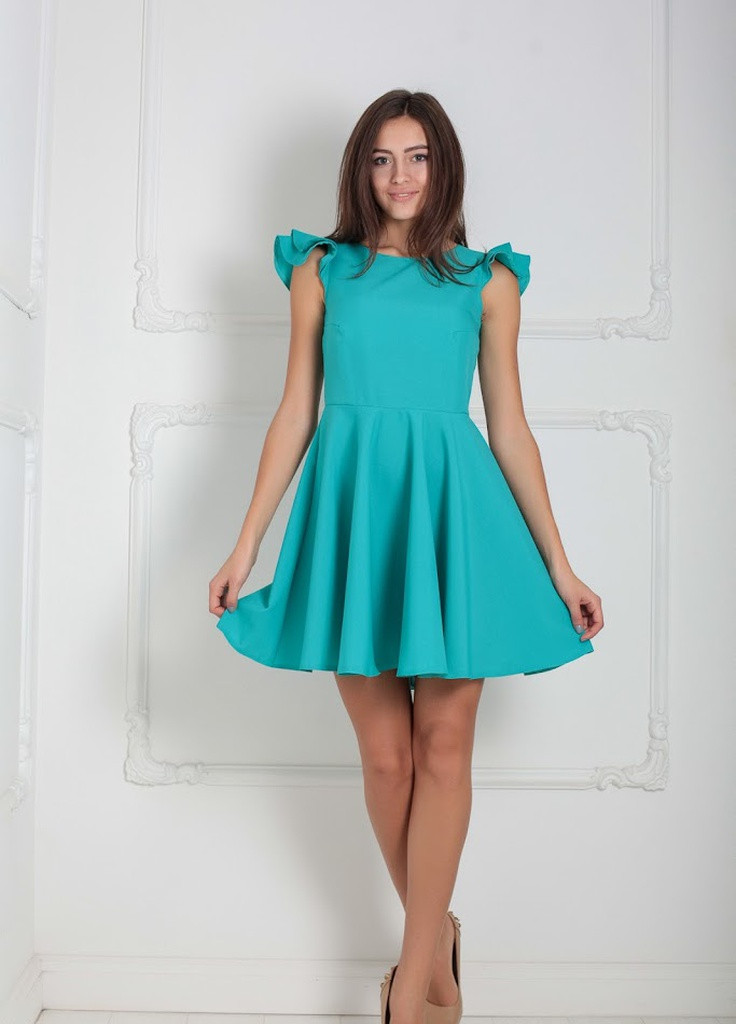 Мятное кэжуал романтичное кукольное платье с рукавами воланами impala мятный Podium однотонное